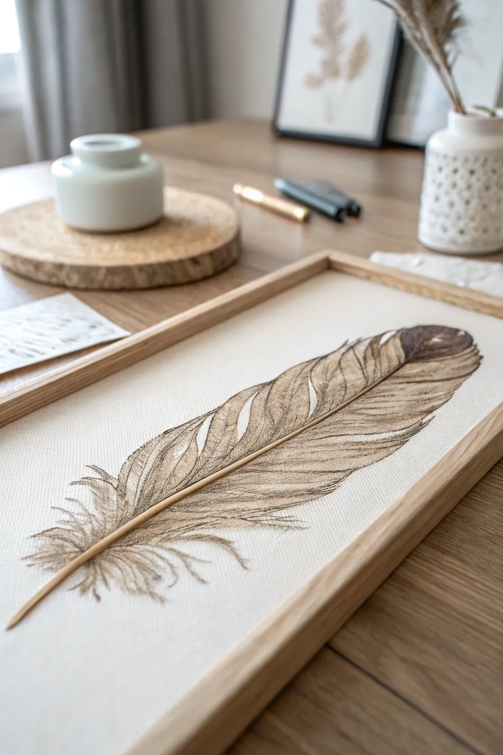 Master the art of shading and texture with this lifelike feather drawing - where simplicity meets natural beauty.