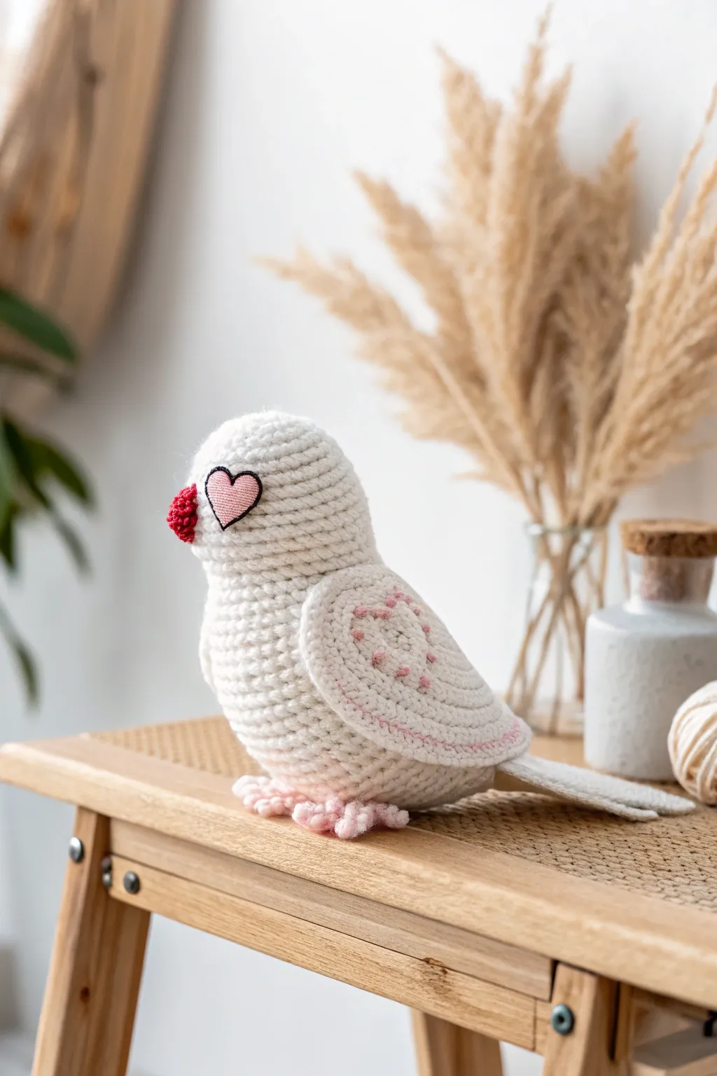 Crochet your way to love with this adorable amigurumi lovebird, a perfect touch of charm for your minimalist space.
