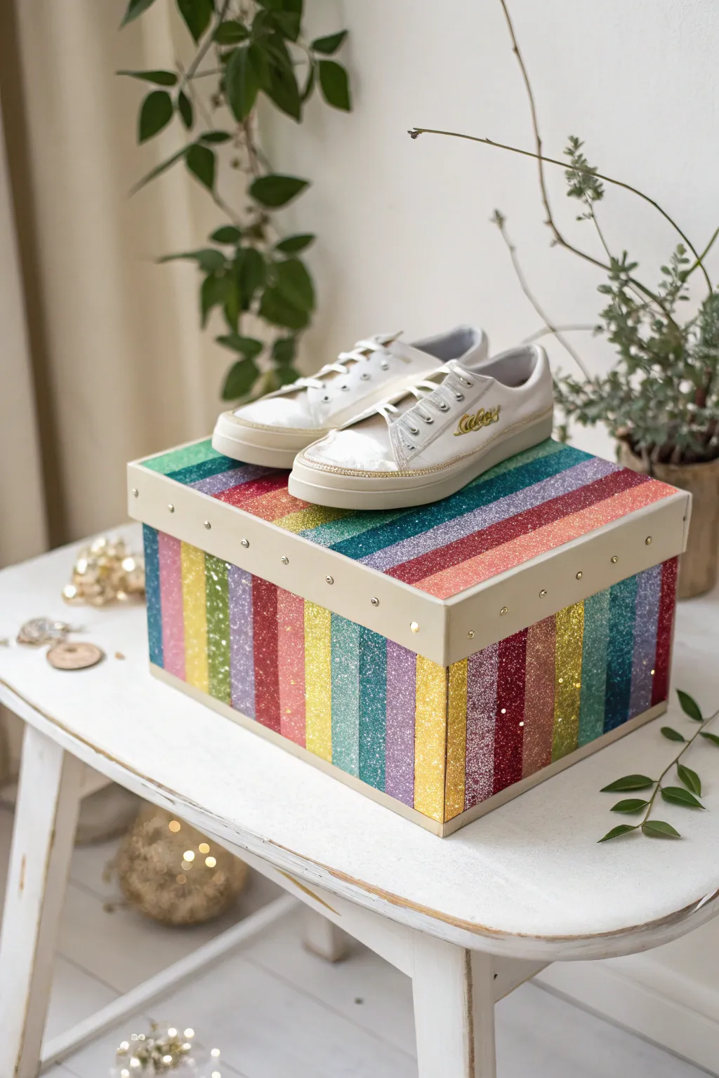 Bring a burst of color to Valentine's Day with this enchanting rainbow shoe box!