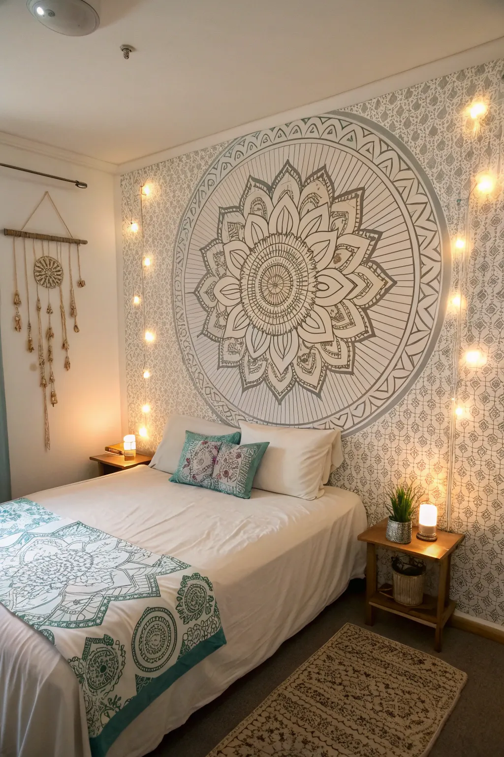 Turn your bedroom into a peaceful retreat with mandala designs.