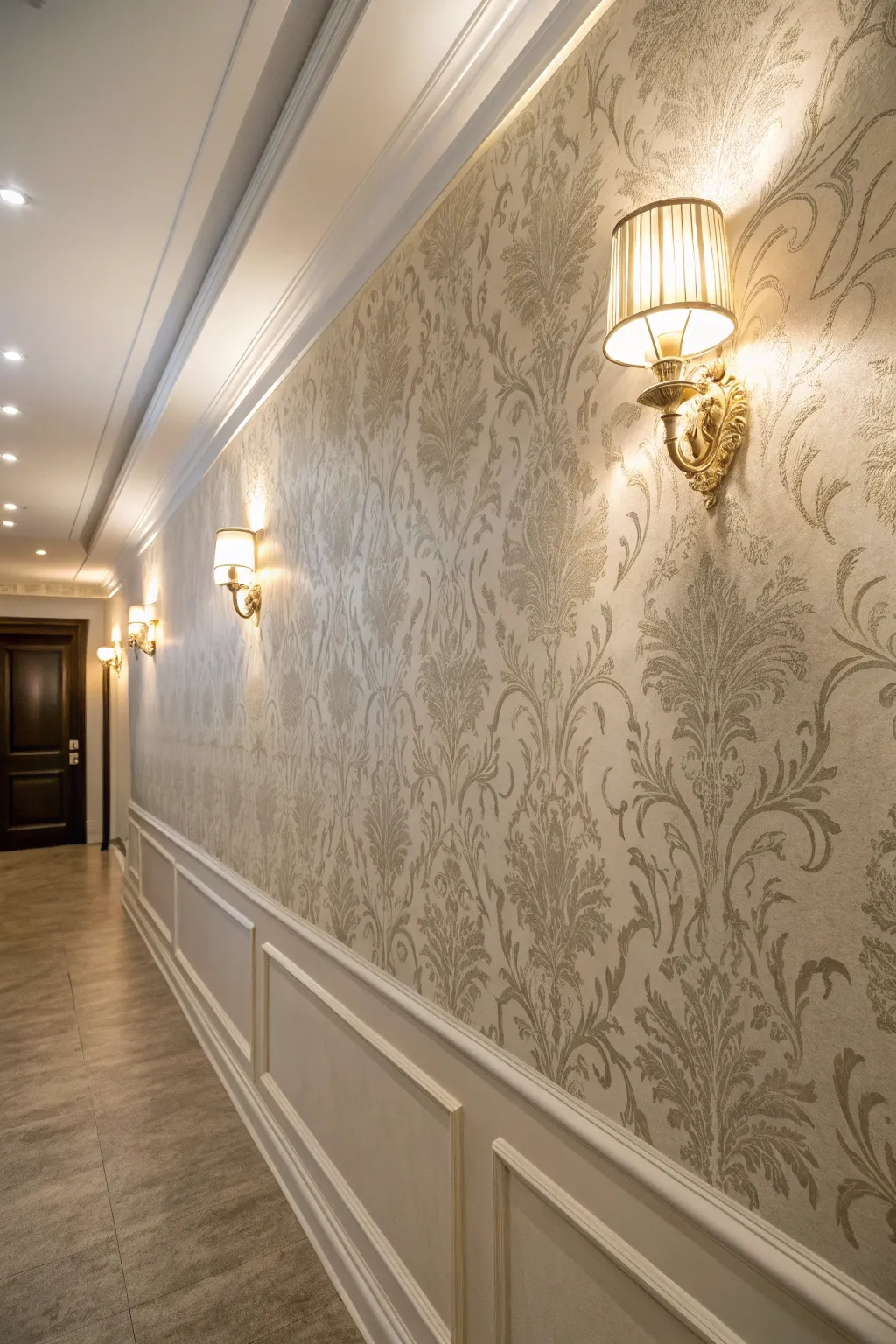 Textured wallpaper adding depth and elegance.