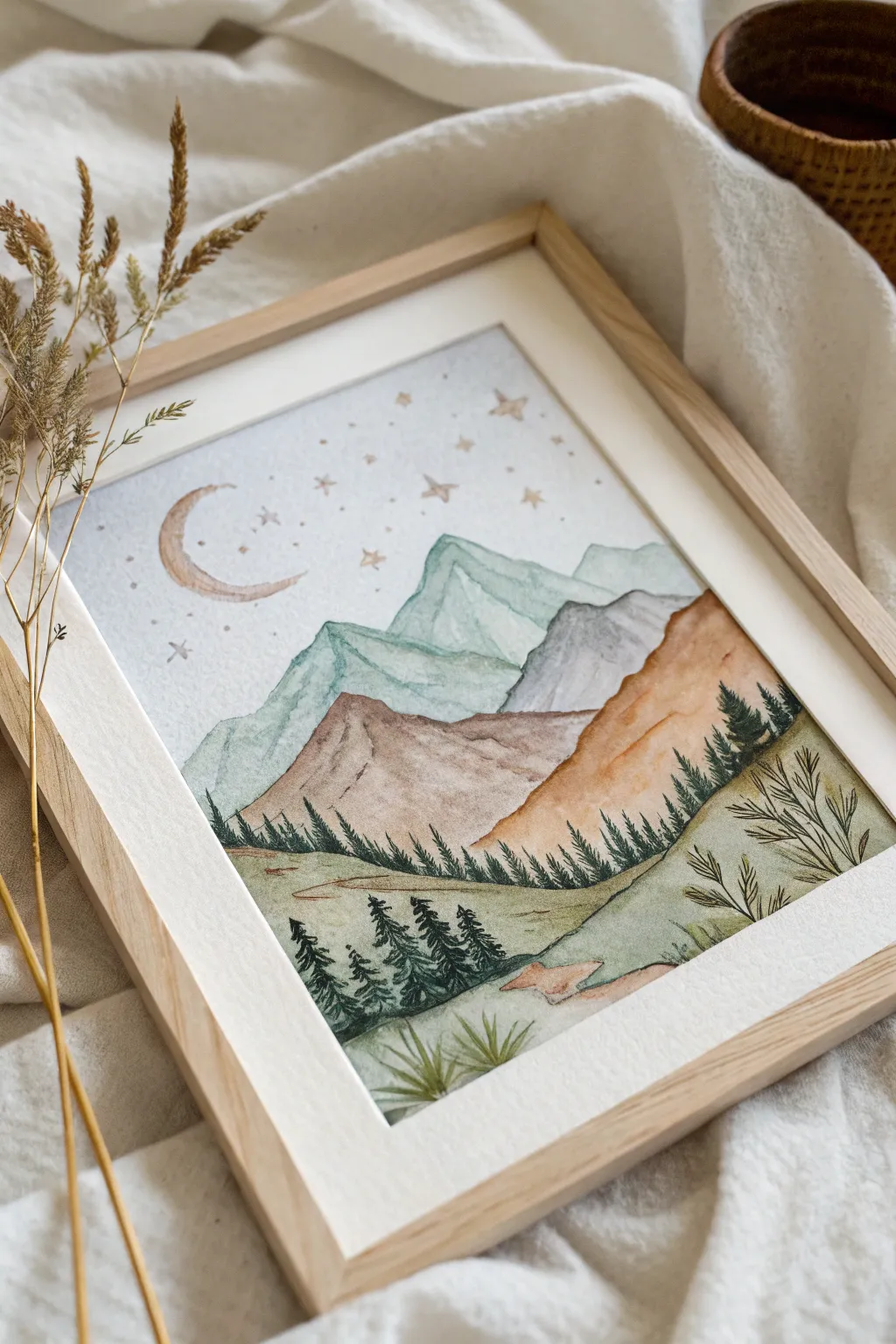 Embrace the serenity of nature through minimalist watercolor artistry.