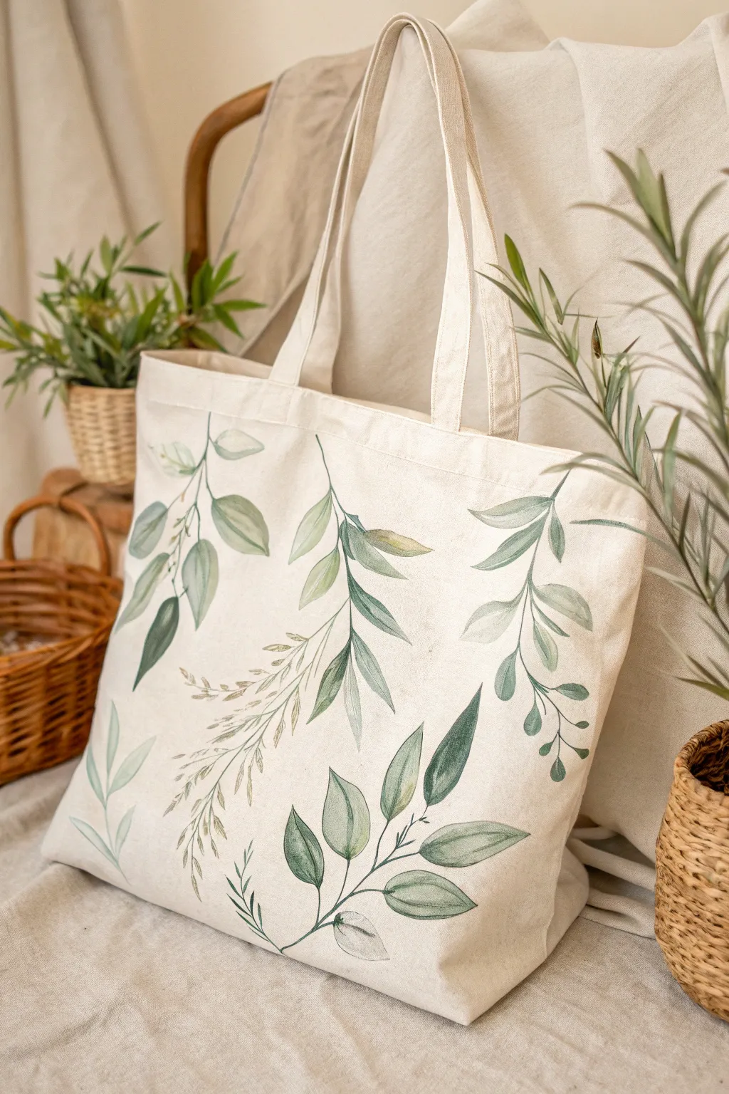 Embrace nature with this watercolor-inspired tote bag, a perfect blend of style and functionality for everyday adventures.