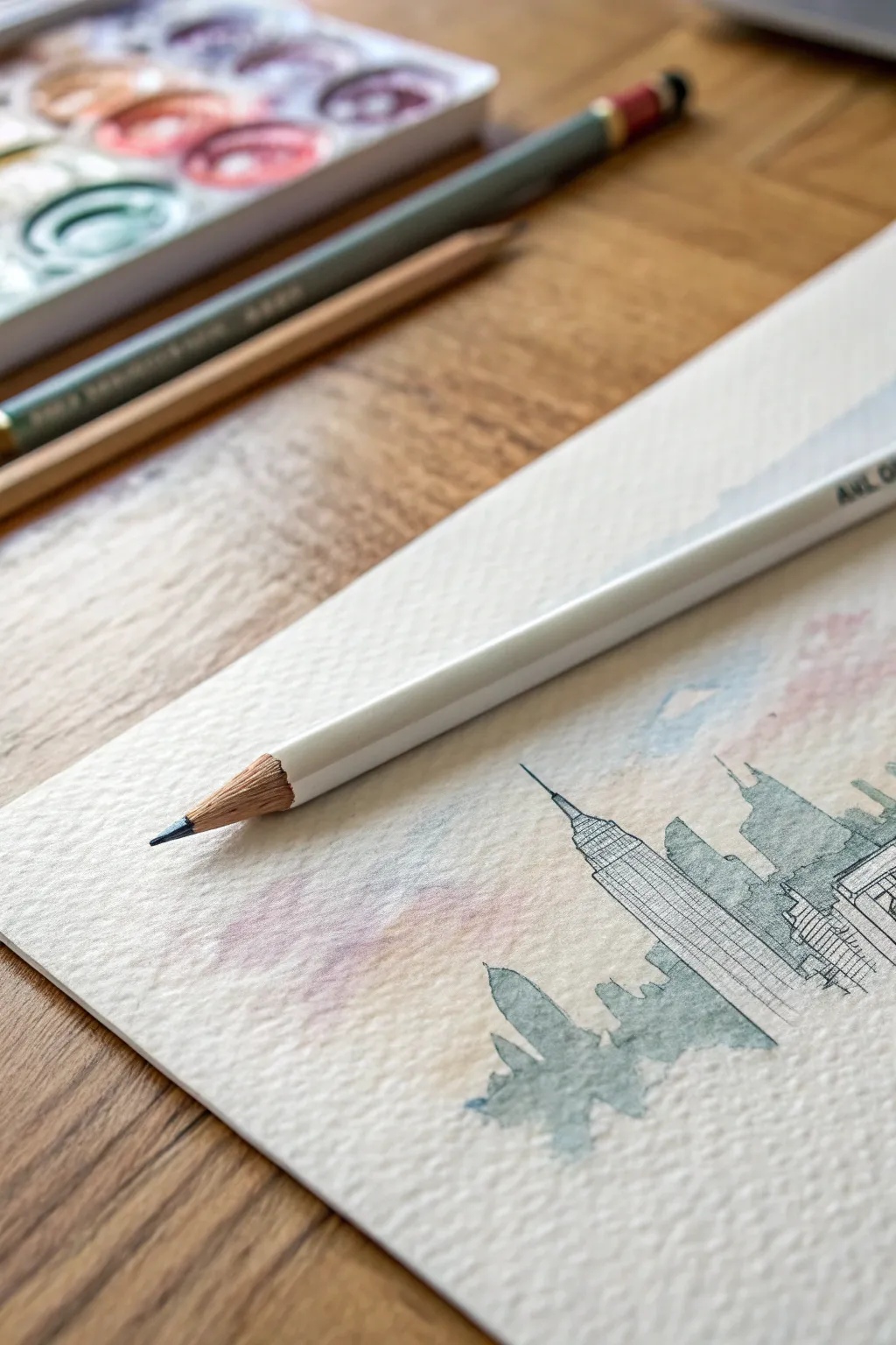 Unleash your creativity and transform cityscapes into dreamlike visions with the subtle touch of watercolor pencils. #UrbanDreams #WatercolorMagic