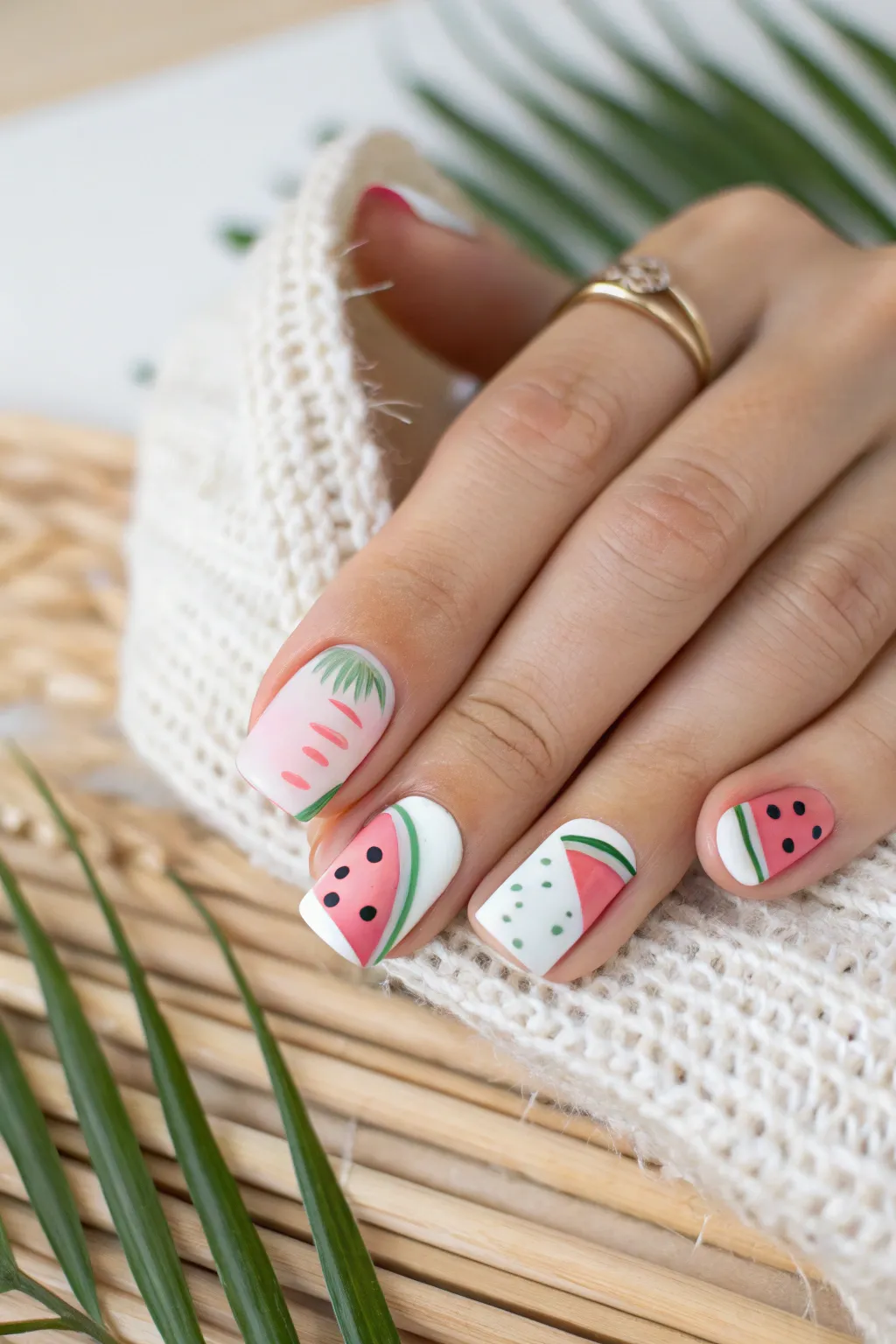 Embrace your inner artist with abstract watermelon nail art that captures the essence of summer.