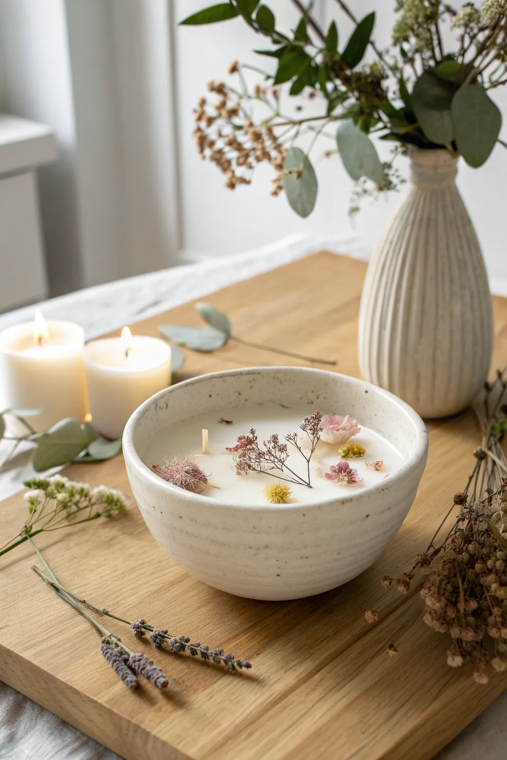 Embrace natural beauty with handcrafted wax bowls, perfect for a minimalist centerpiece.