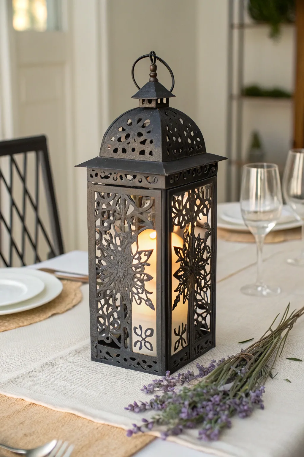 Illuminate your wedding with the warm glow of Scandinavian-inspired lantern luminaries. #DIYCenterpiece #WeddingDecor