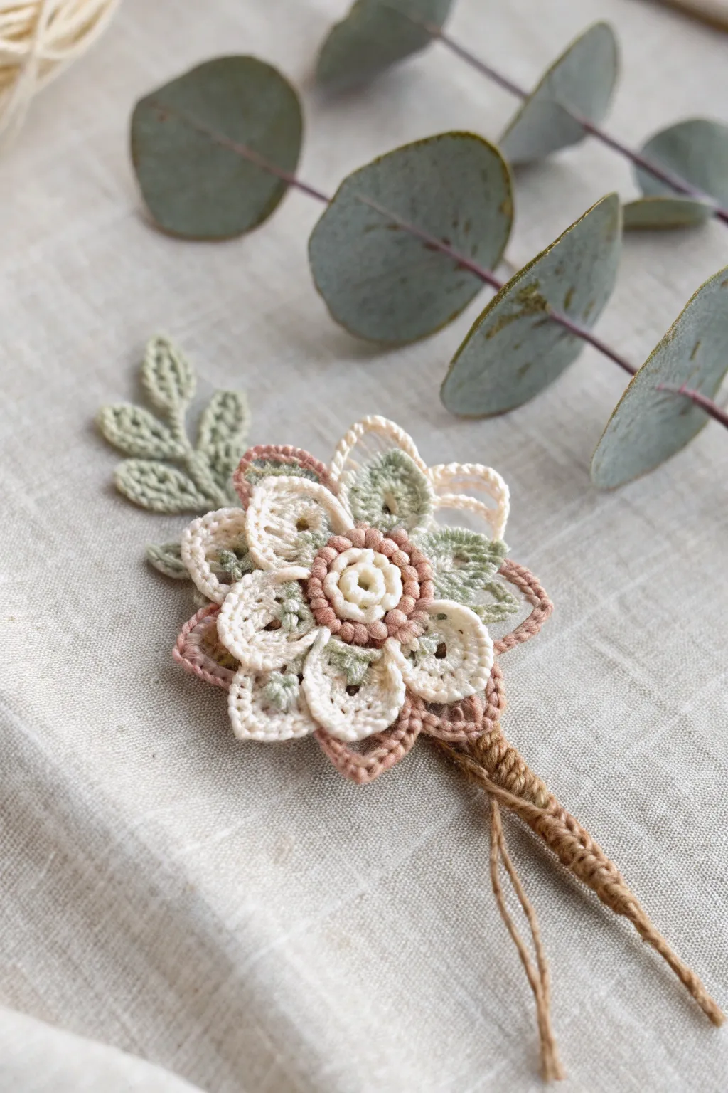 Add a touch of handcrafted elegance to your wedding with these beautiful crocheted boutonnières.