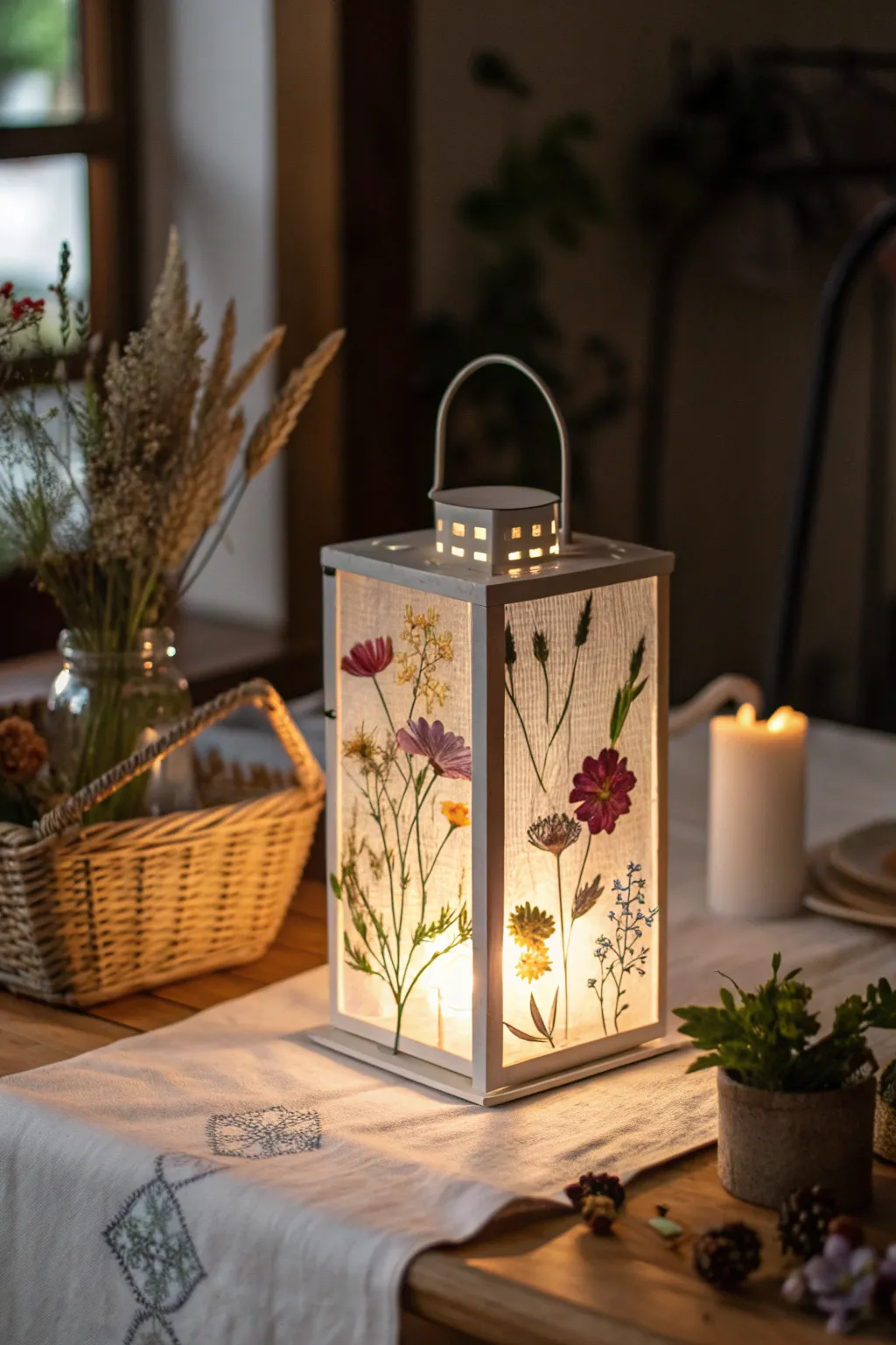 Illuminate your space with the enchanting glow of pressed flower lanterns, where nature meets minimalist elegance.