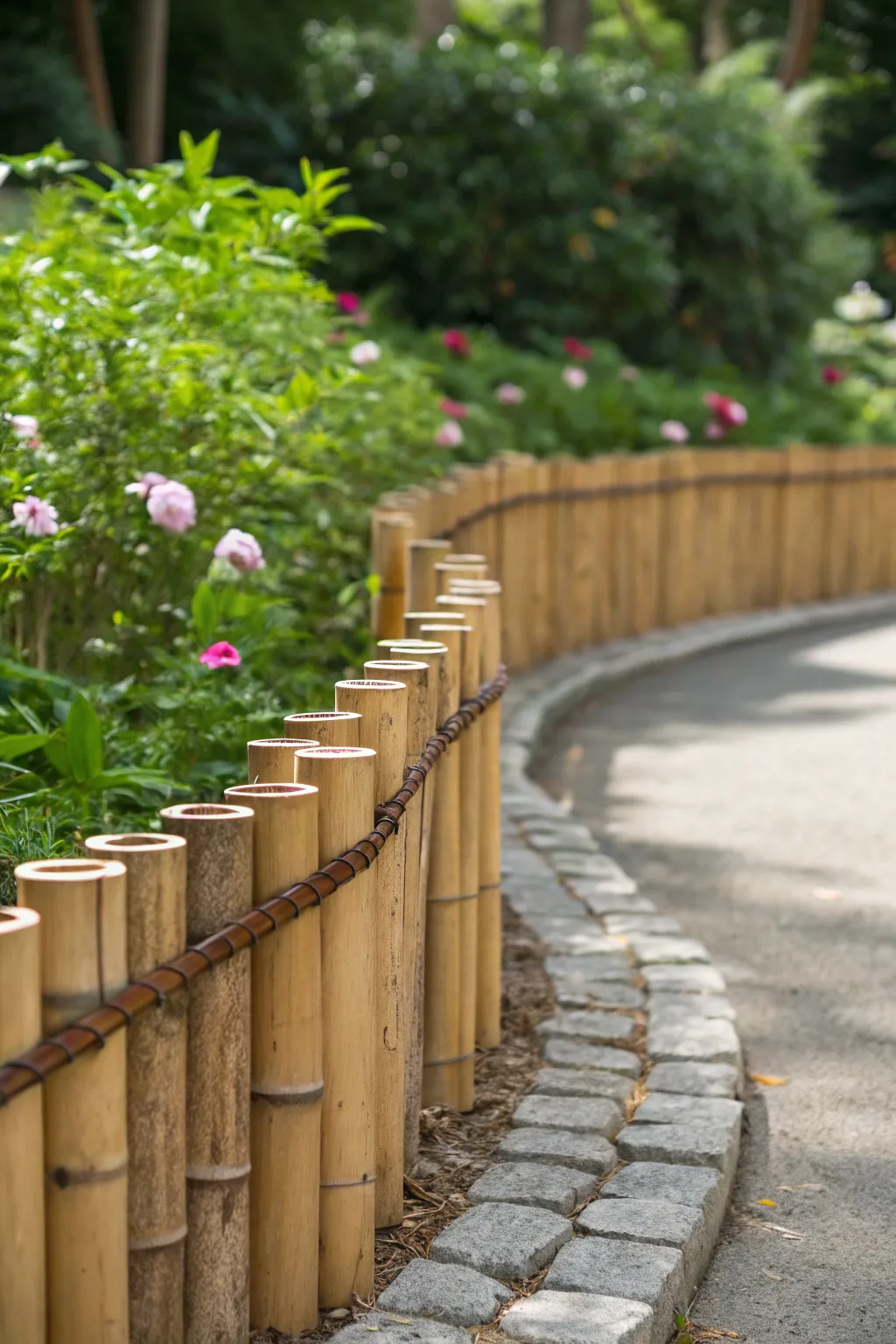 Define your garden with the timeless elegance of bamboo edging.