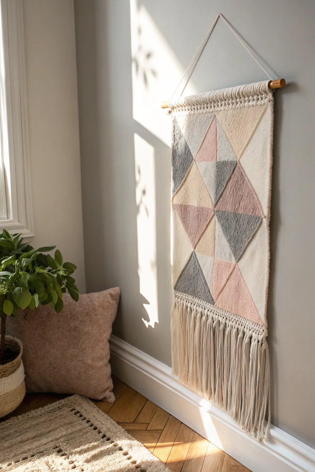 Transform carpet scraps into stunning wall art for a touch of modern elegance.