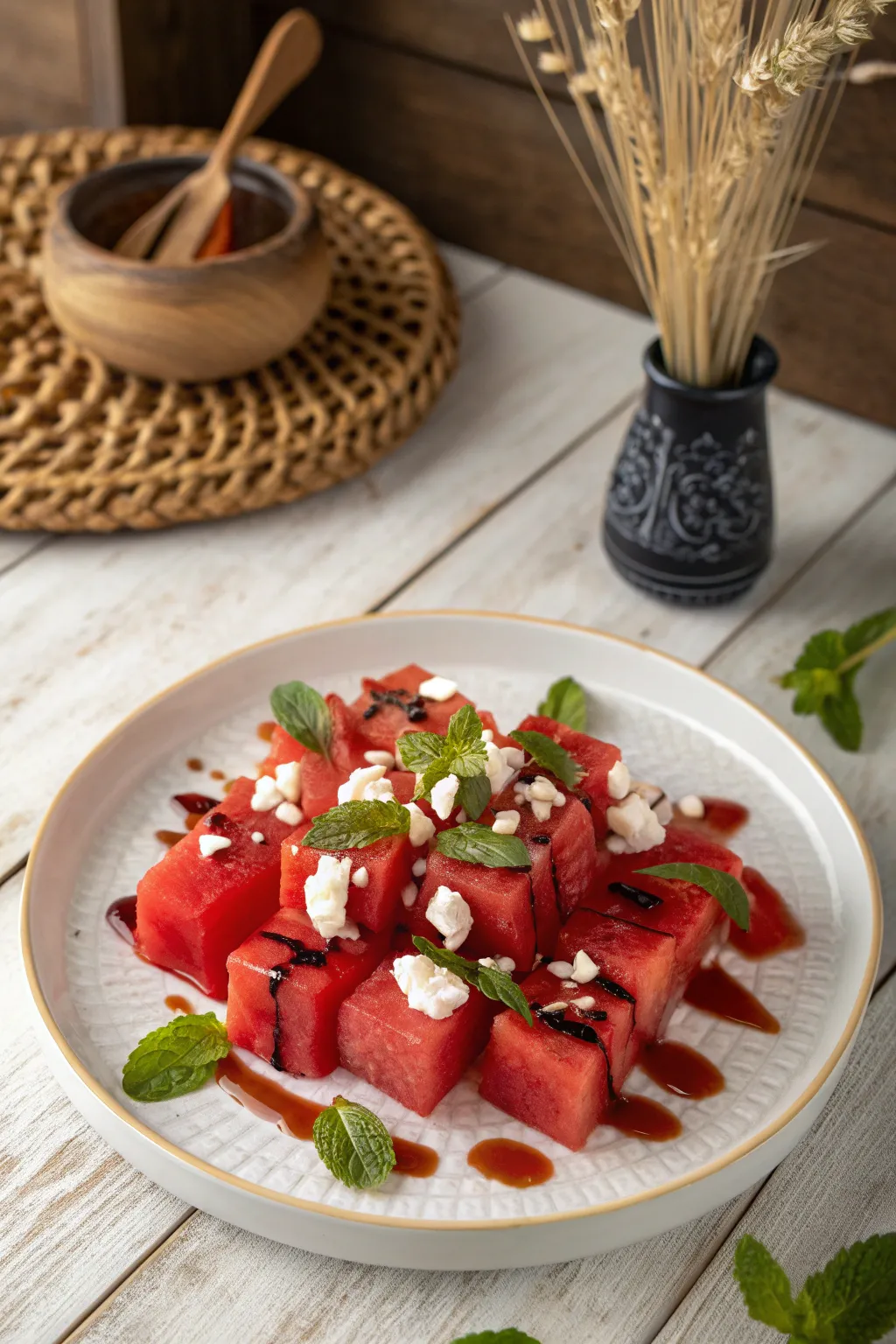 Elevate your summer salad game with a spicy chamoy twist on watermelon, perfect for those who love simple, natural beauty.