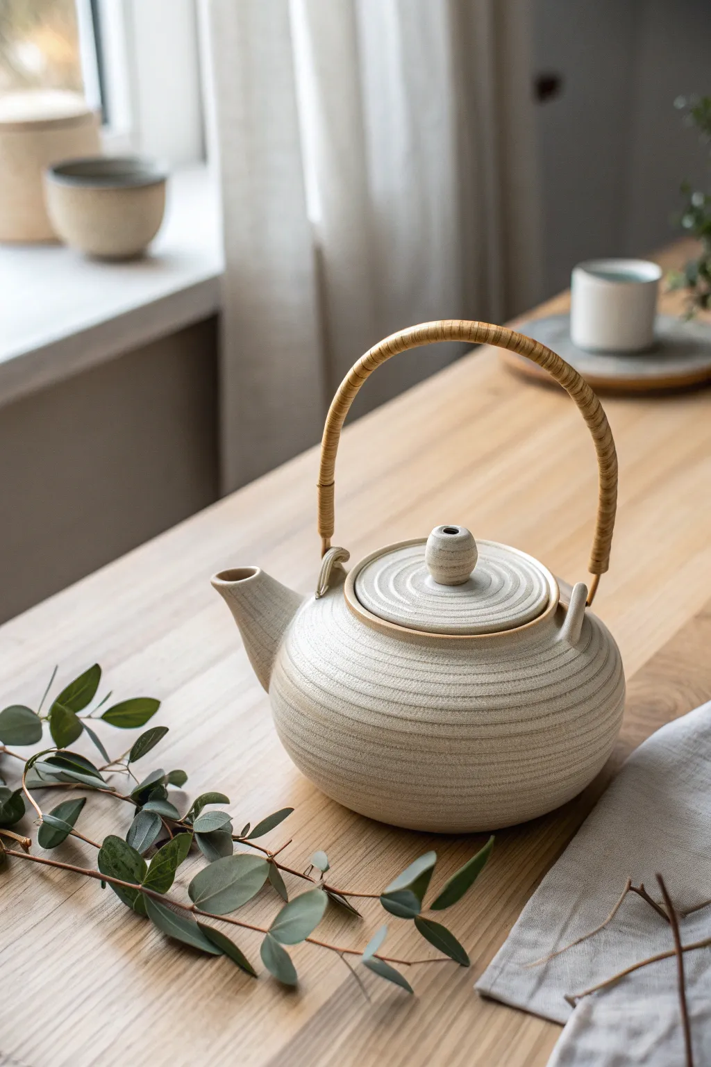 Discover the art of simplicity with this elegantly handcrafted teapot, where Scandinavian minimalism meets Boho charm.