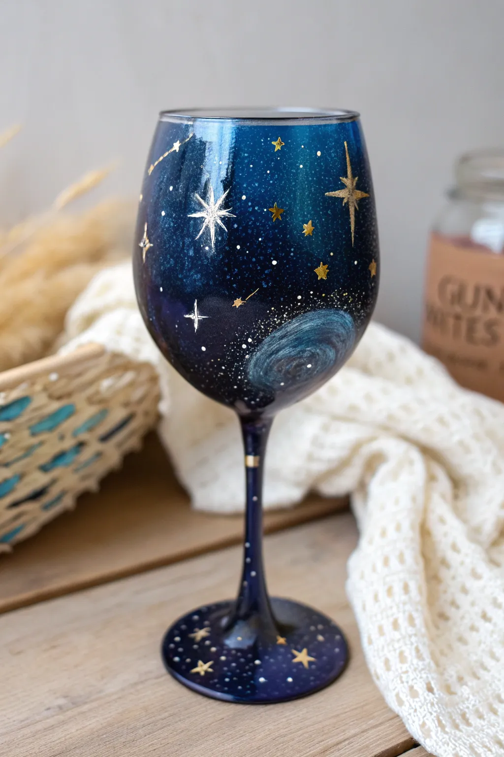 Sip the stars with our cosmic-themed wine glass—perfect for your next enchanted evening.