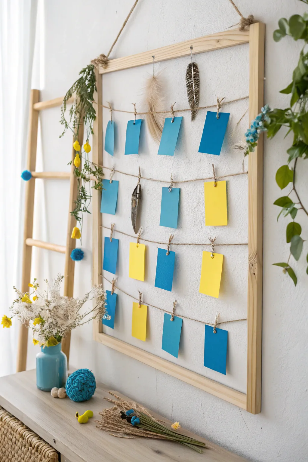 Infuse your space with joy and creativity with this vibrant wish board, where bright colors and natural beauty come together.