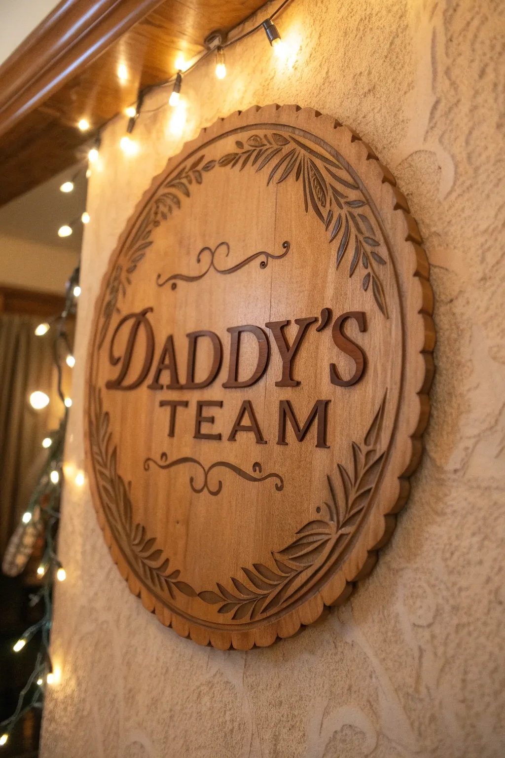 Celebrate family love with handcrafted elegance: 'Daddy's Team' wall art.