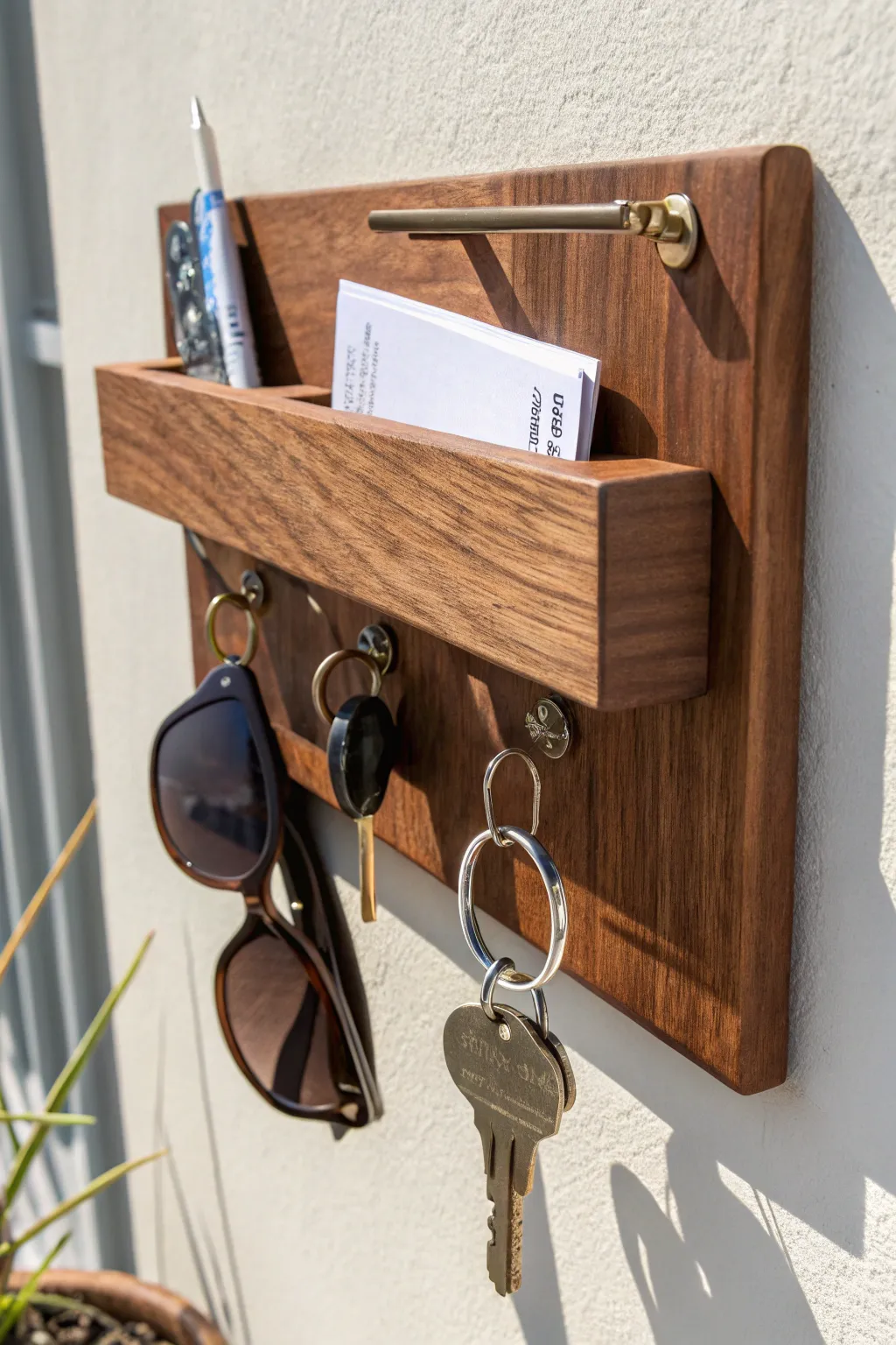Elevate your entryway with this handcrafted walnut key holder—where functionality meets exquisite design.