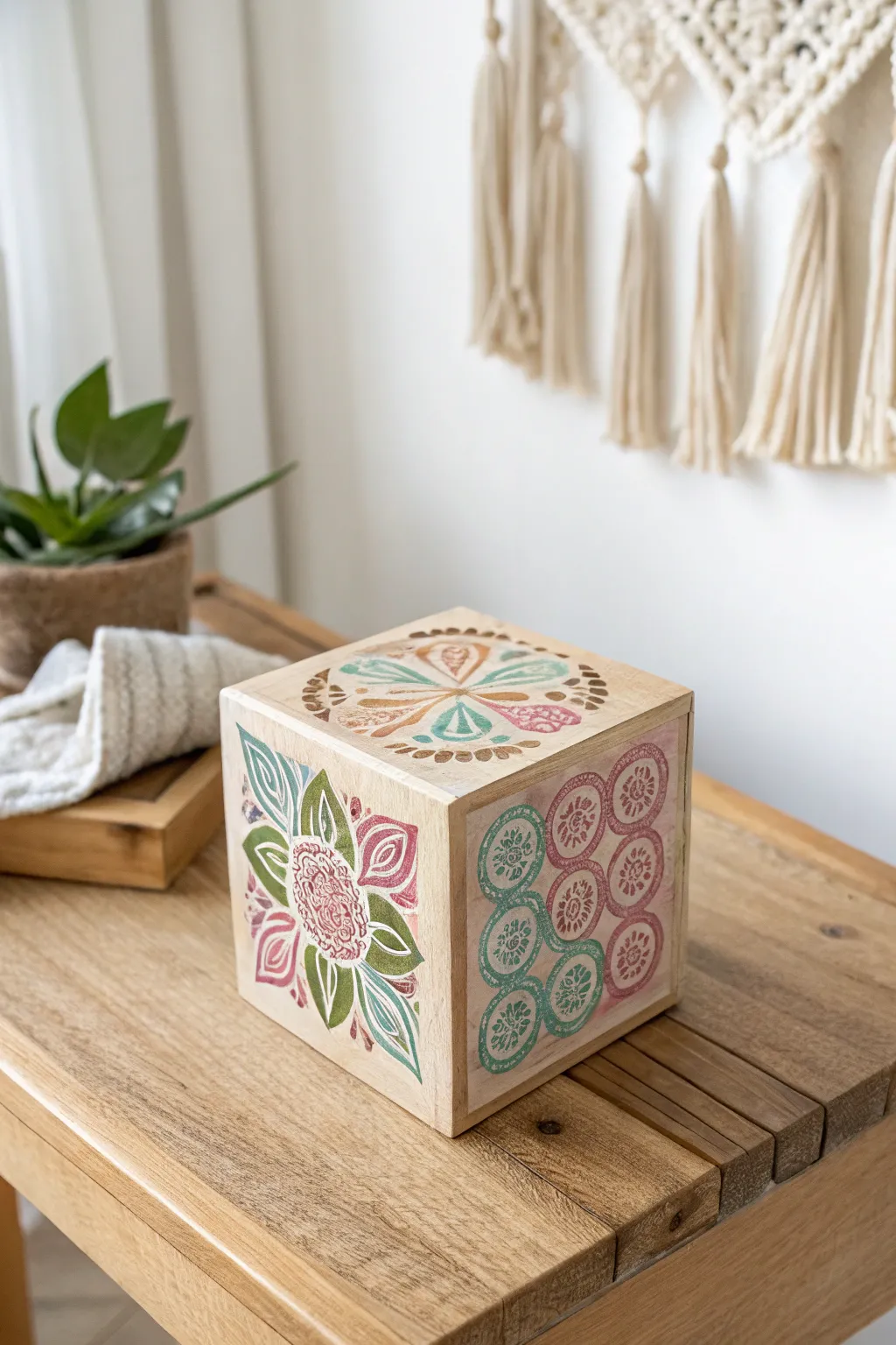 Unleash your creativity with handcrafted colorful stamp blocks from wooden cubes. Perfect for adding a personal touch to your stationery!