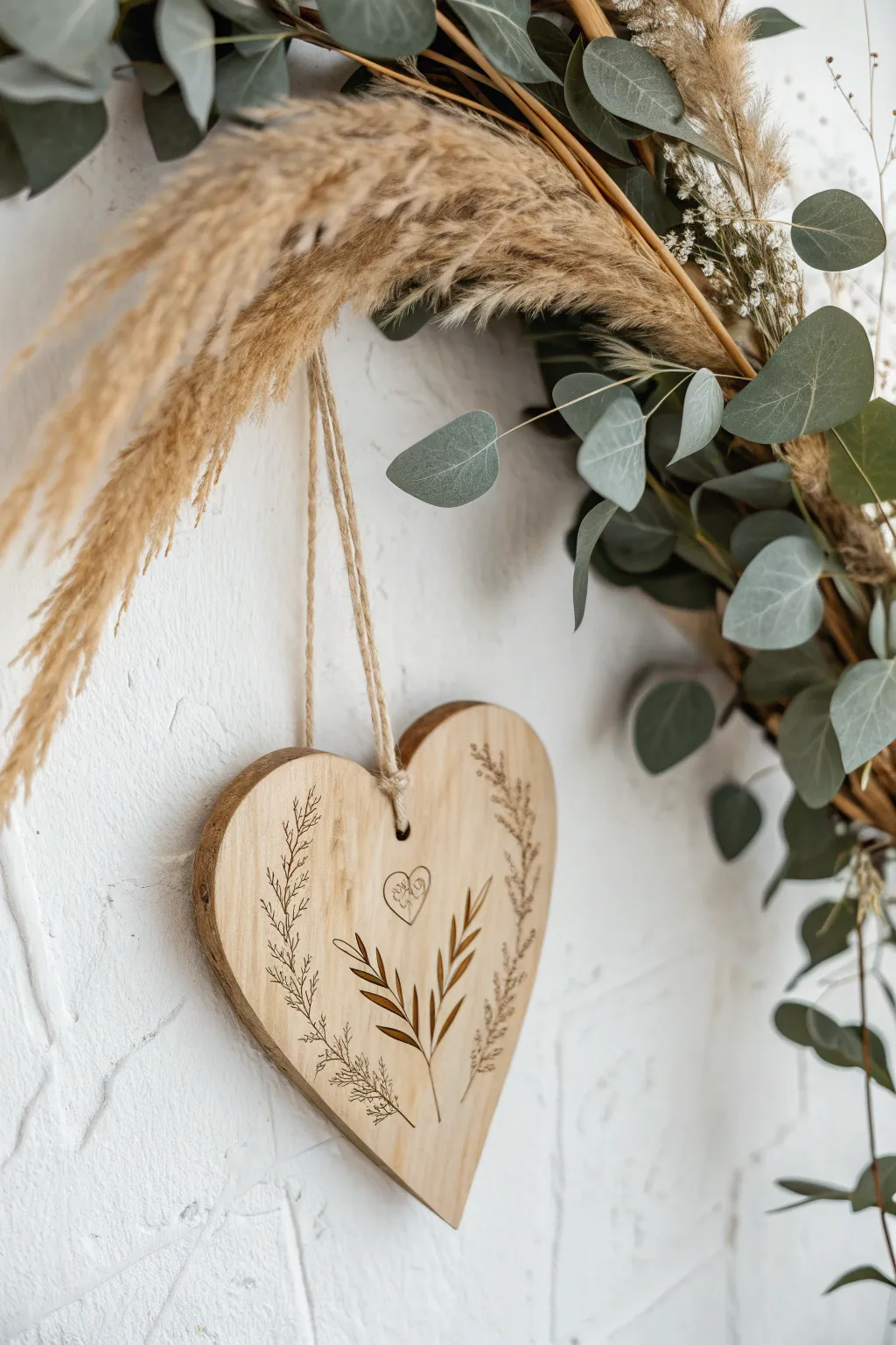 Elevate your seasonal decor with handcrafted wooden heart accents for a touch of natural elegance.