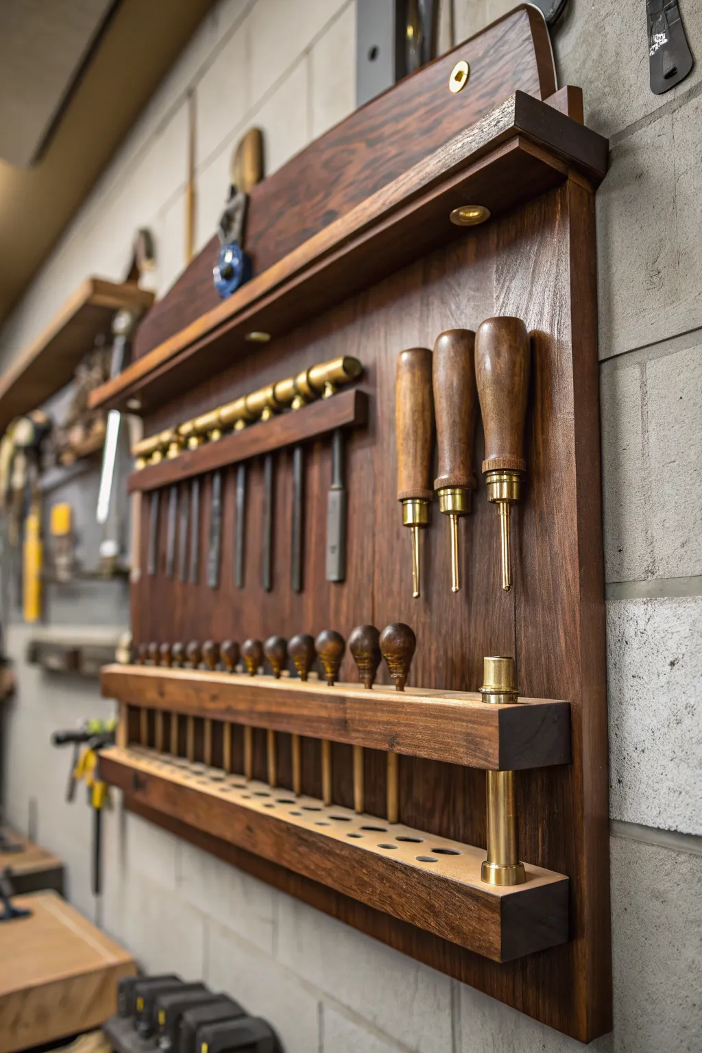 Elevate your workshop with a handcrafted tool rack that blends functionality with elegance.