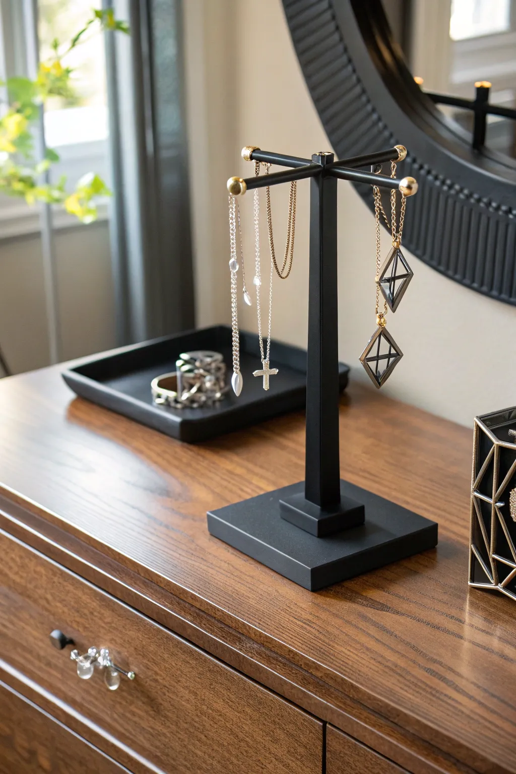 Elevate your space with a modern touch: a 3D-printed jewelry stand that blends functionality with artistry.