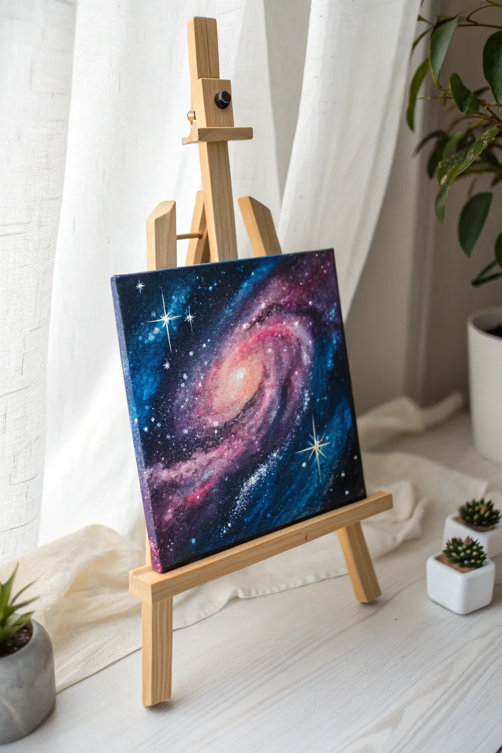 Bring the cosmos to your home with this beautifully unique galaxy painting!