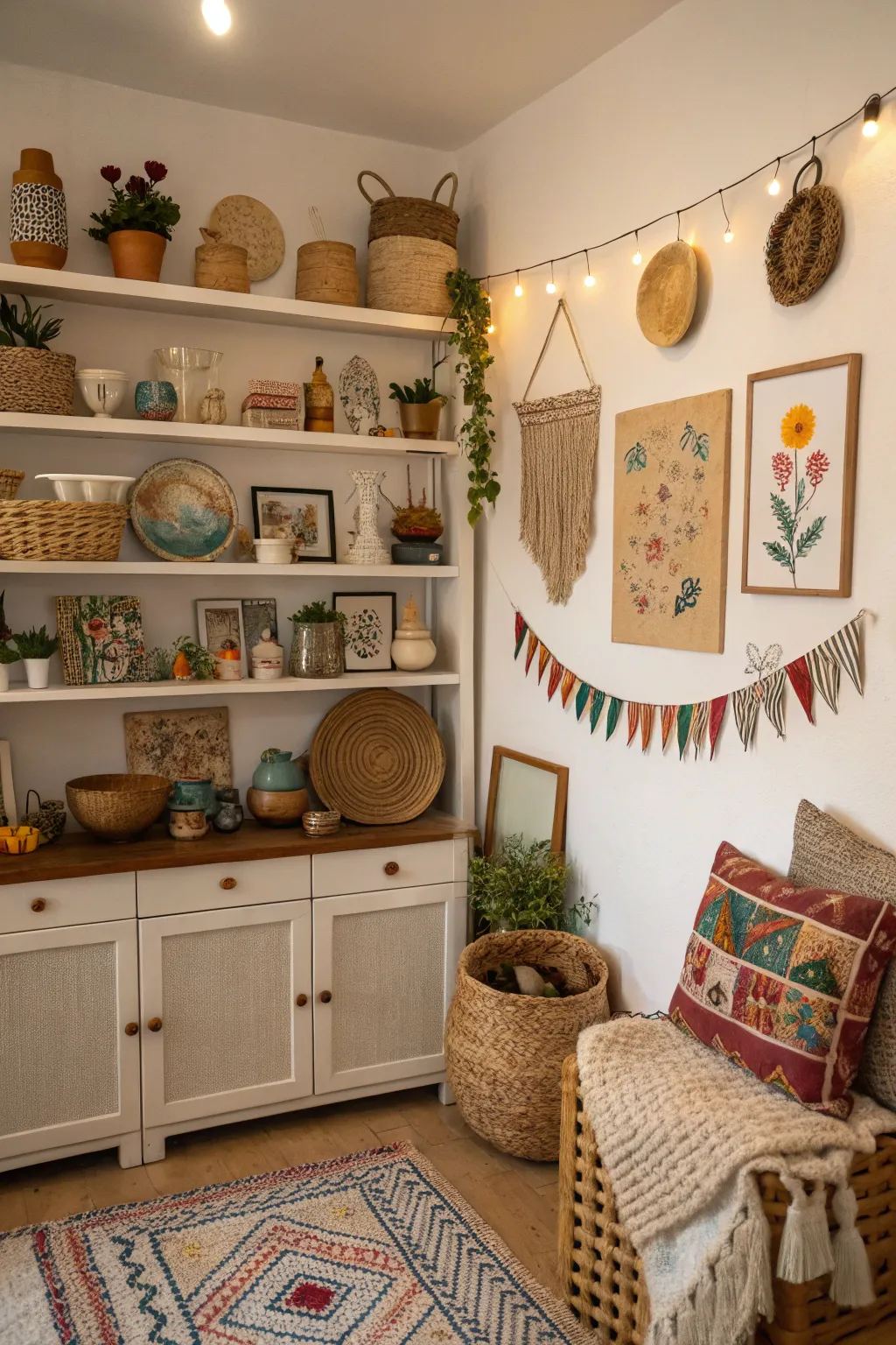 DIY decor adds a personal and creative flair to the room.