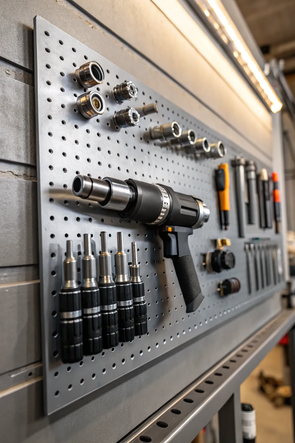 Maximize your workshop efficiency with this secure and stylish air tool storage solution.