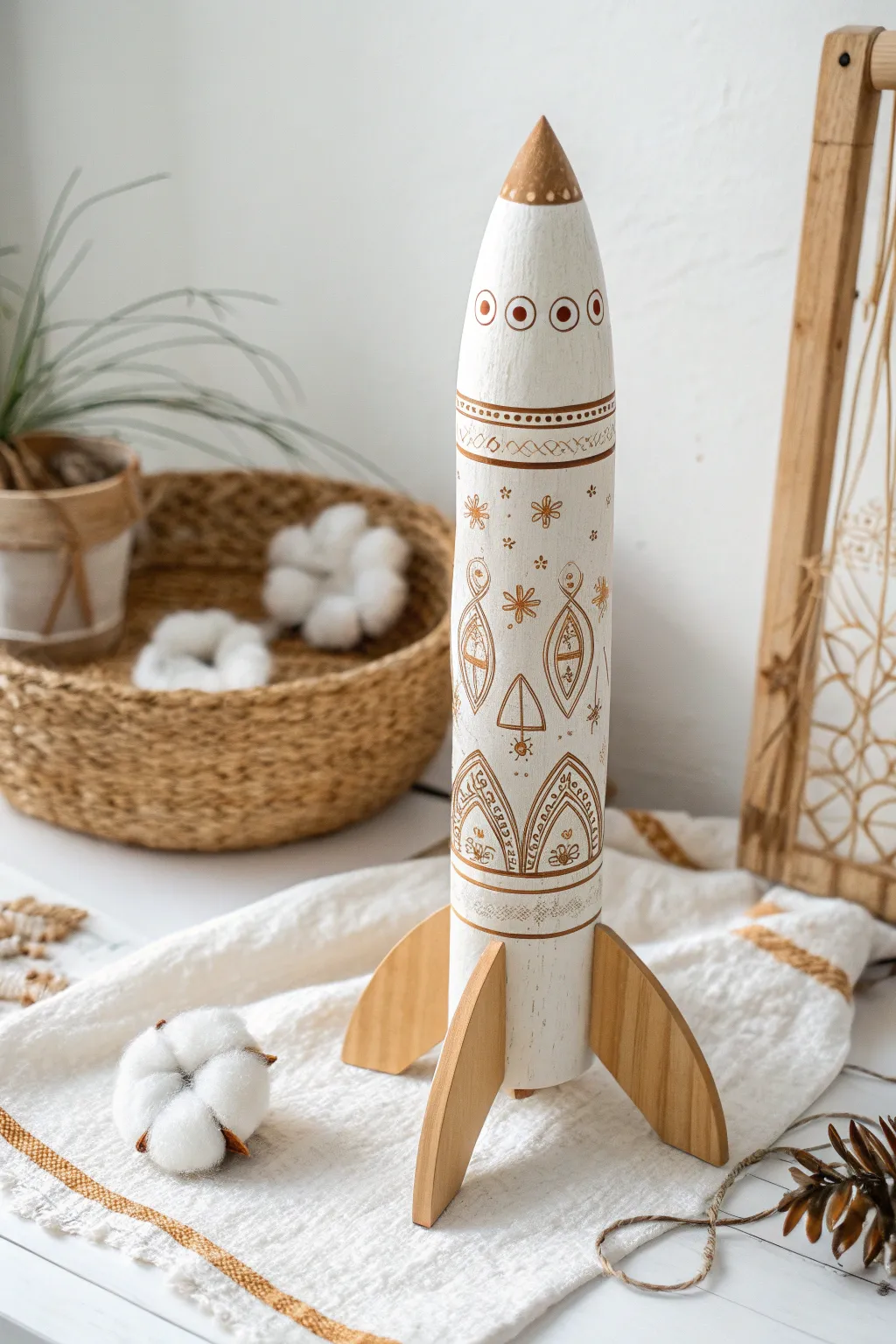 Launch into dreams with this charming, handcrafted rocket—where simplicity meets imagination.