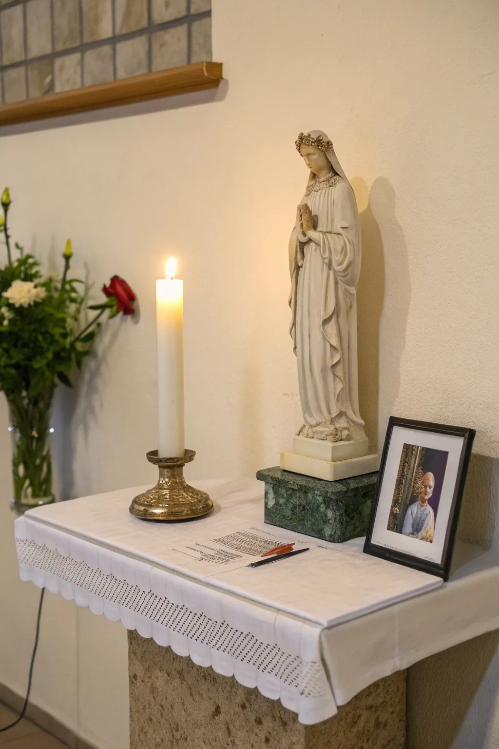 A minimalistic wall altar provides calm and focus in a small package.