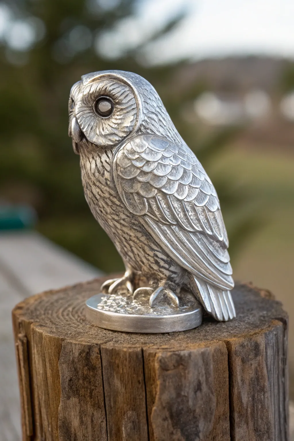 Bring nature indoors with this exquisite aluminum owl figurine, a perfect blend of craftsmanship and art.