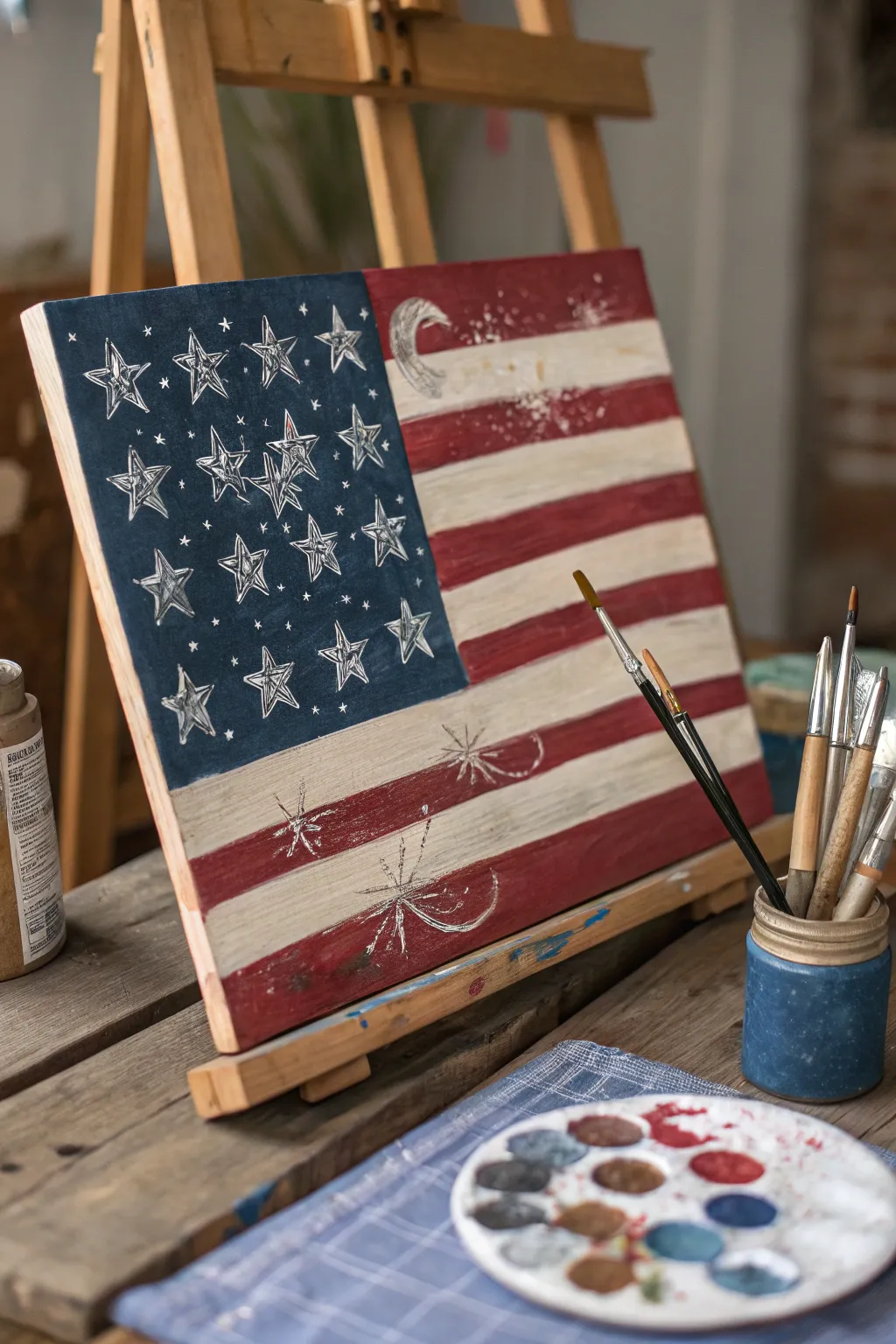 Craftsmanship meets creativity: A Starry Night twist on the classic American flag, perfect for those who appreciate artisanal artistry.