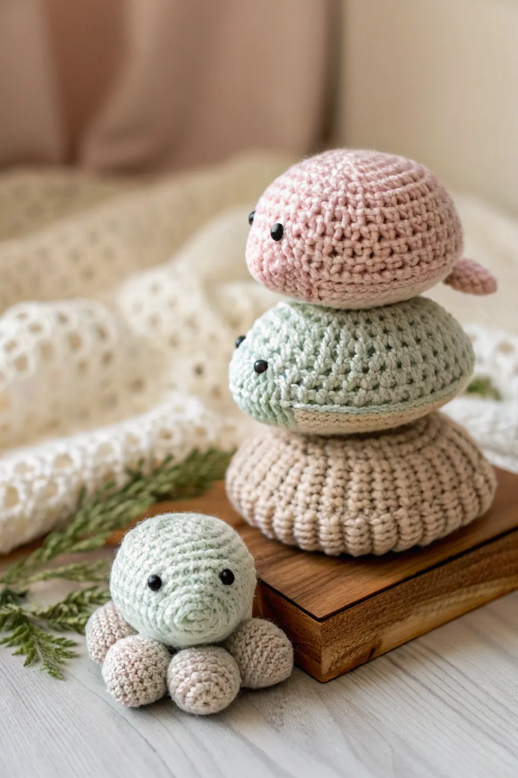Delight in the charm of handcrafted stackable turtles, perfect for play and display.