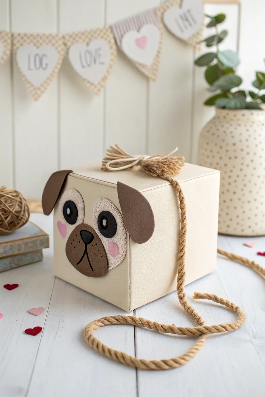 Embrace the charm of simplicity with this adorable Pug Pal Valentine box, crafted to perfection for a heartwarming surprise!