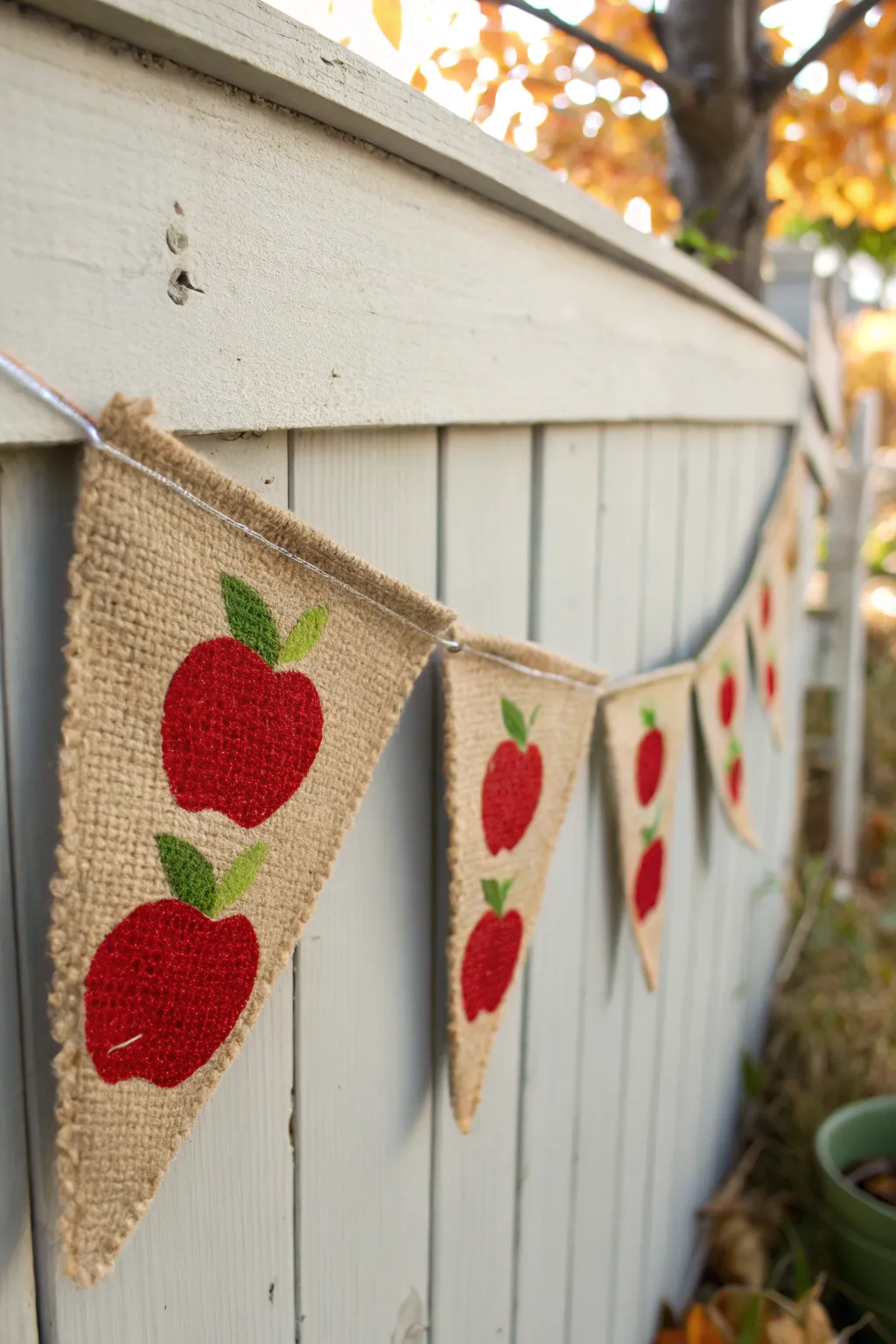 Autumn's Dance: Embrace the season with this charming apple bunting, where simplicity meets natural beauty.