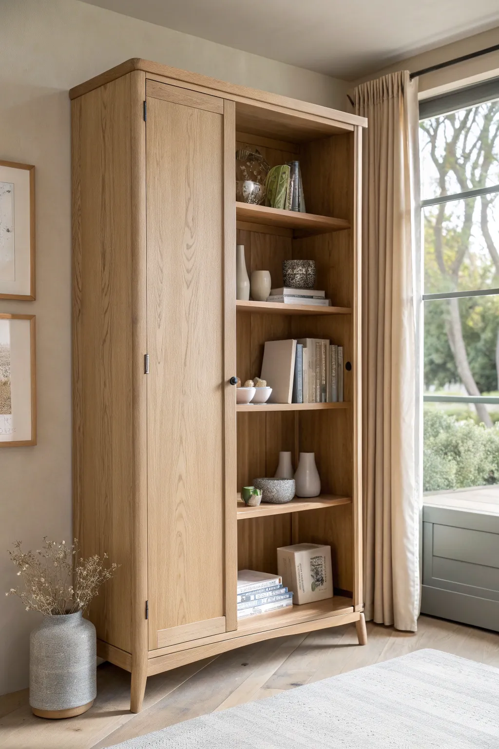 Transform your space with open shelving that showcases your treasures in minimalist elegance.