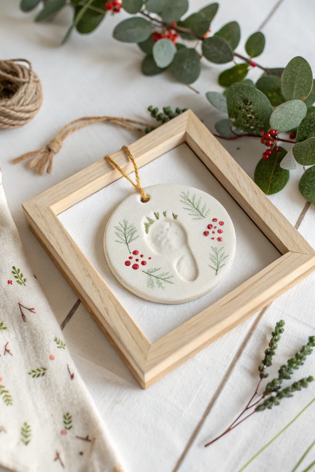 Capture cherished memories with this handcrafted baby footprint keepsake, blending simplicity and natural beauty.