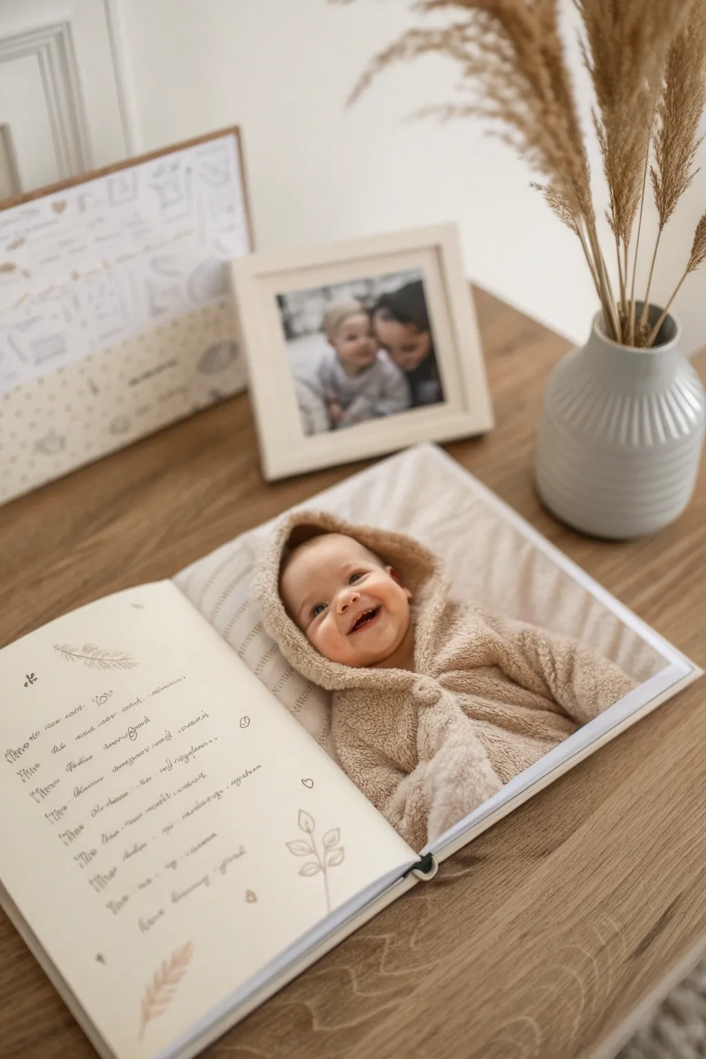 Capture family love with a touch of humor in your baby's photo album—where memories meet artistry.