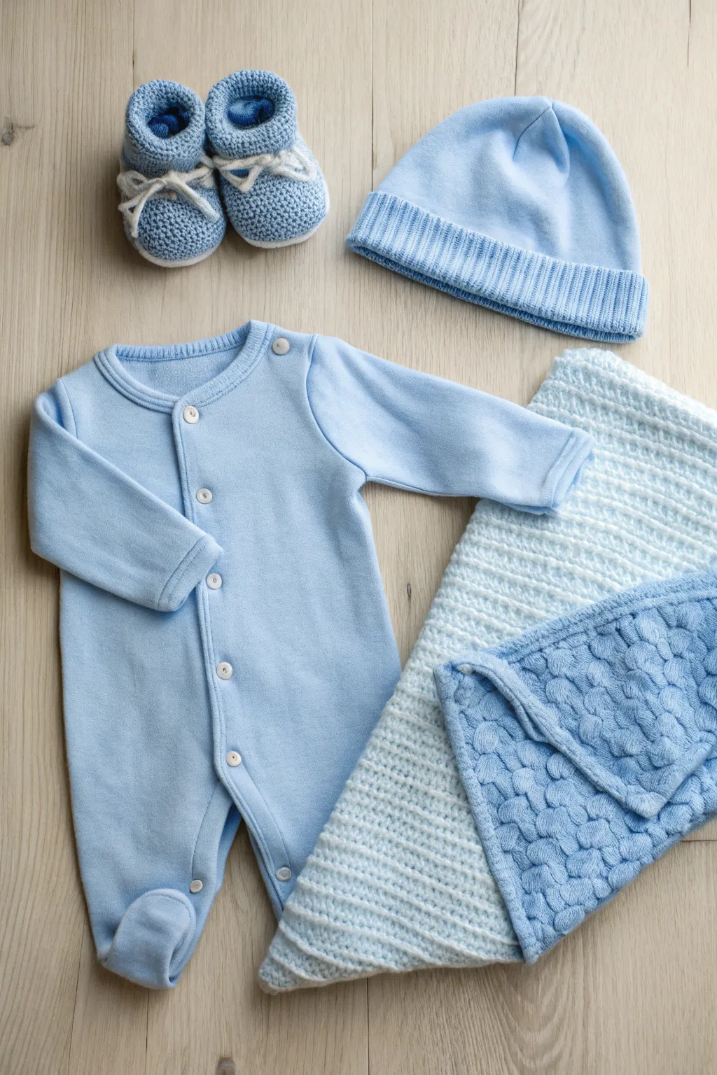 Embrace simplicity and charm with this blue-themed baby clothes set, perfect for welcoming a little boy into the world. 💙 #BabyShowerGifts