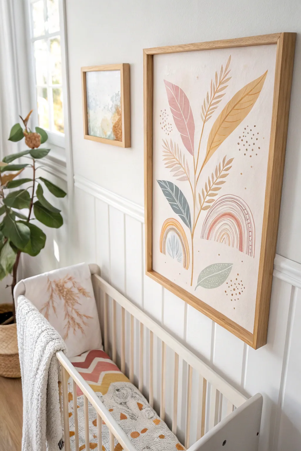 Add a touch of serene beauty to your nursery with this handcrafted minimalist art piece.