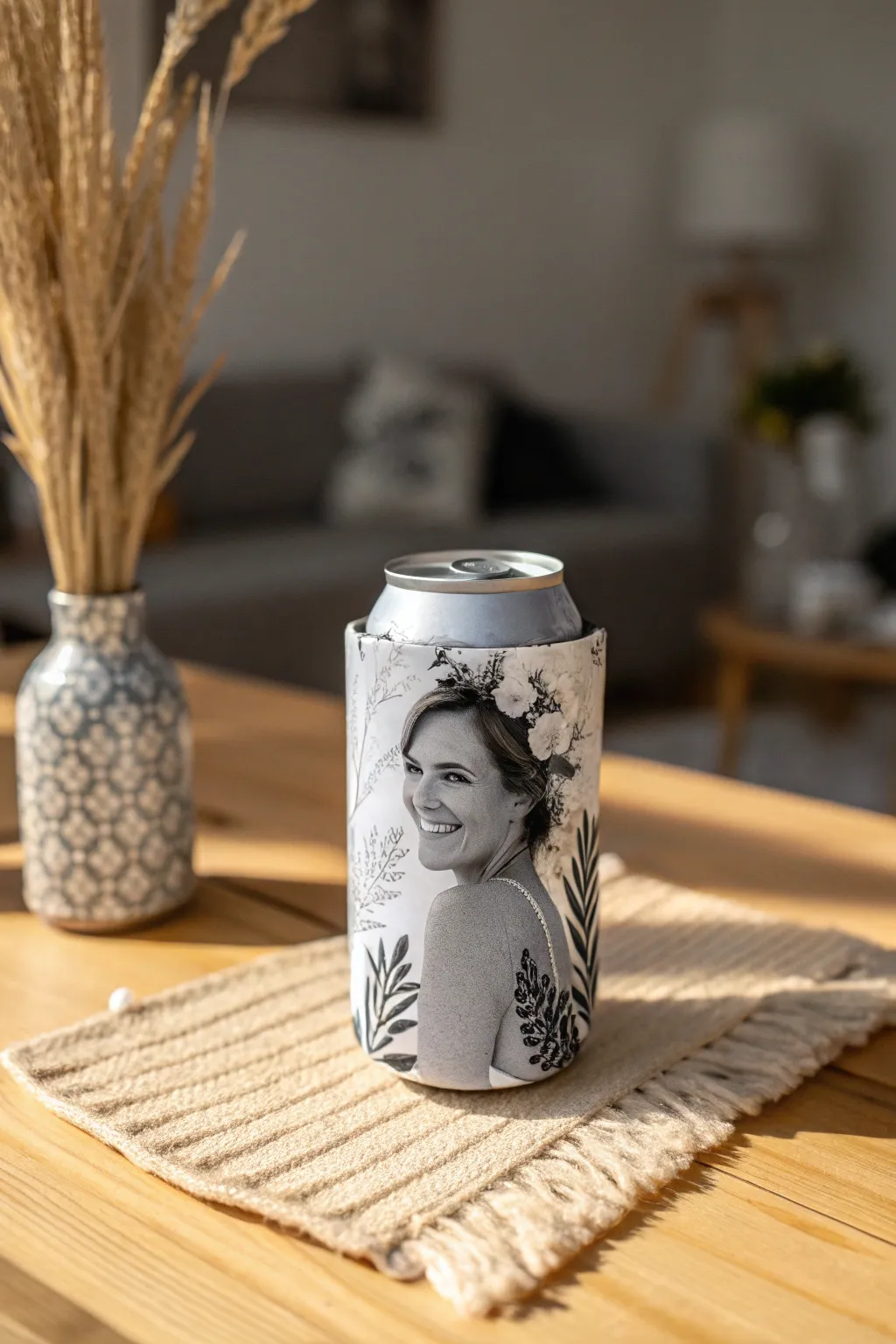 Crafted with love: A personalized bachelorette koozie that captures memories and style.