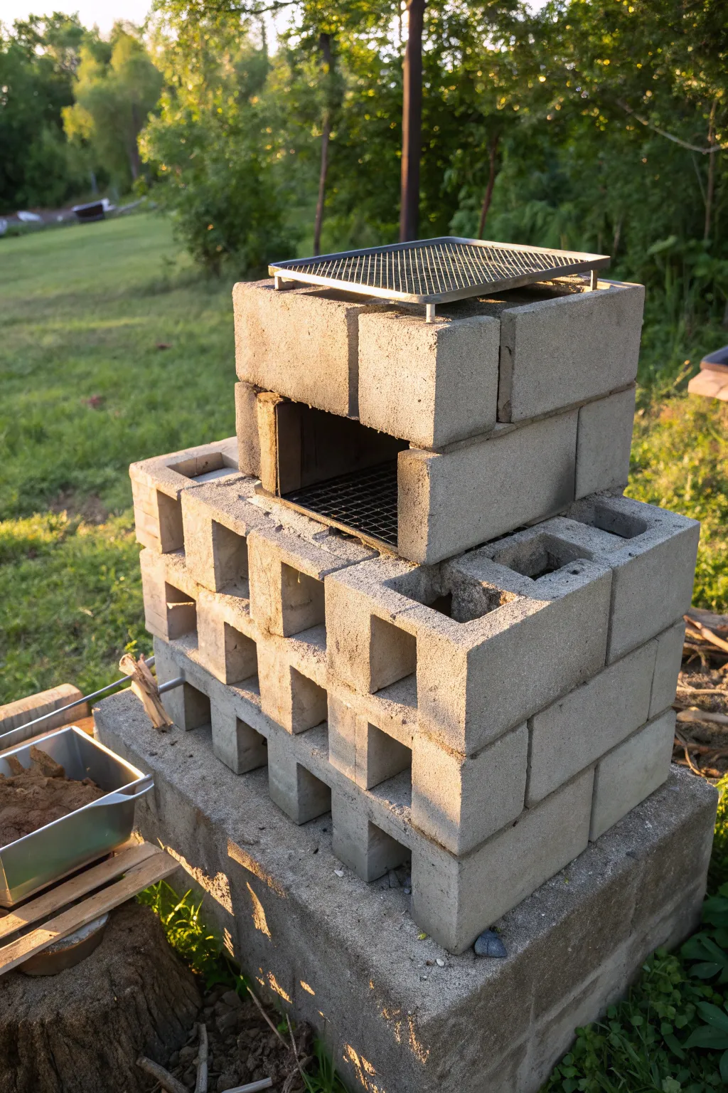 Master the art of outdoor cooking with a handcrafted cinder block smoker, perfect for an authentic barbecue experience.