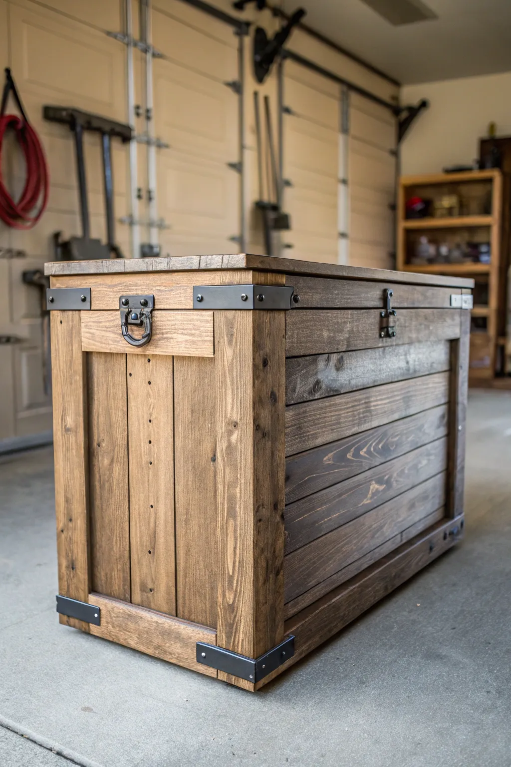 Elevate your garage organization with this expertly crafted weatherproof bin—where durability meets style.