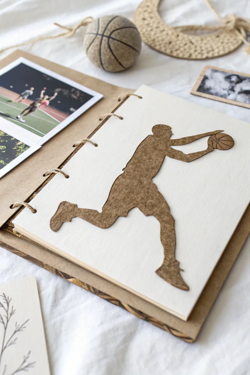 Capture the energy of the game with elegant player silhouettes in your basketball scrapbook.