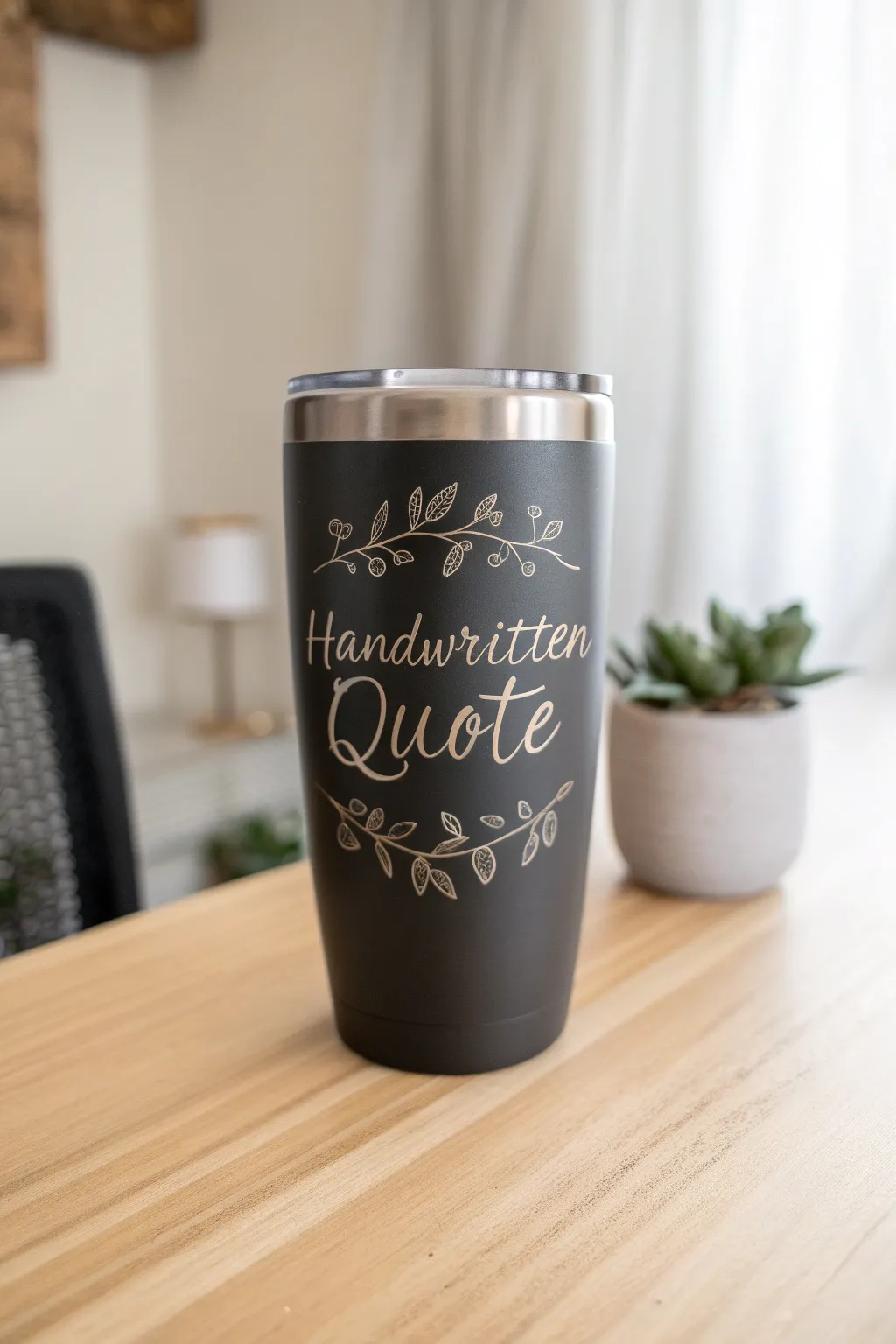 Sip in style with a personalized touch. This tumbler blends minimalist design with a heartfelt message, perfect for daily inspiration.