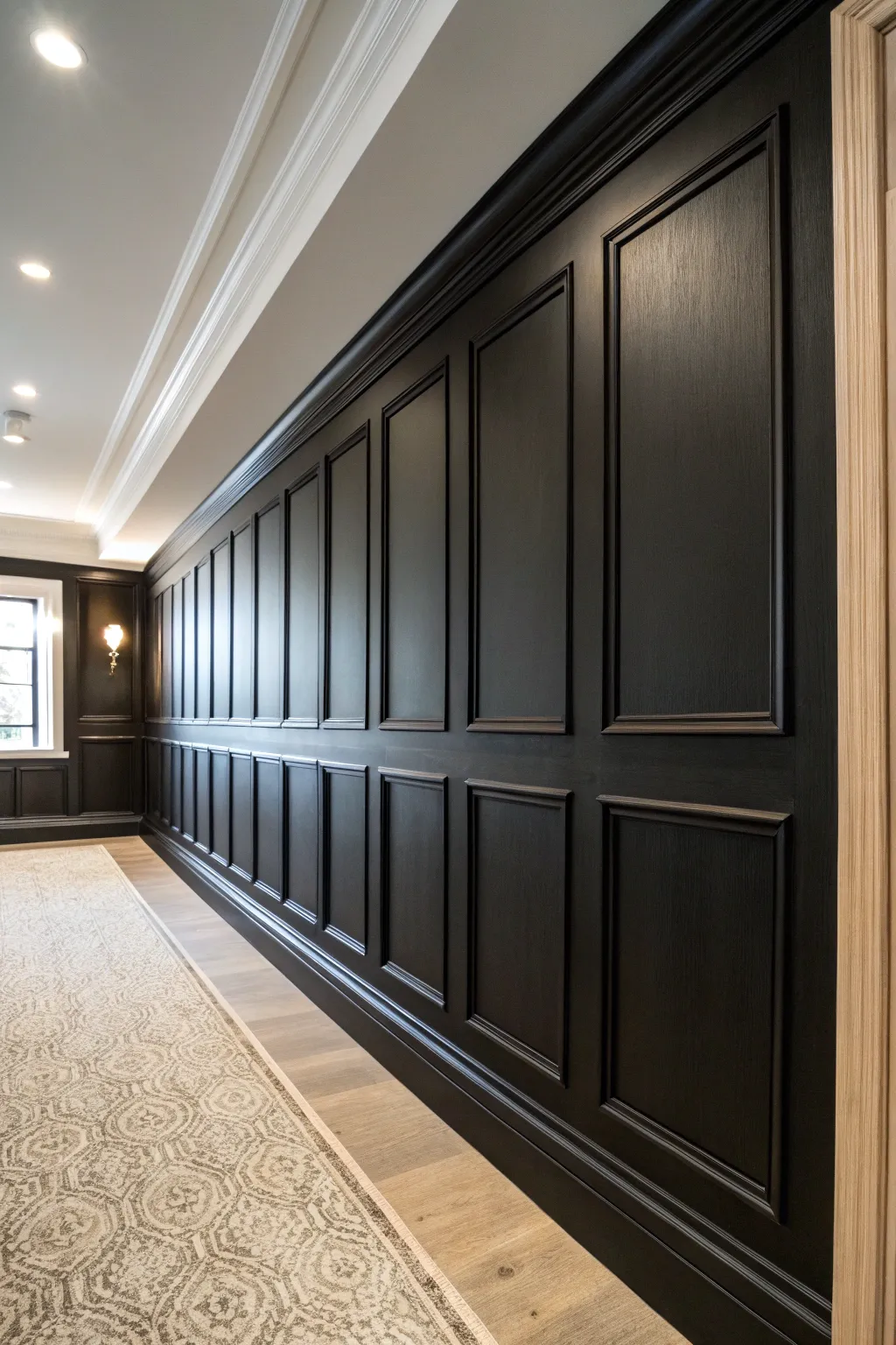 Elevate your space with the bold elegance of black board and batten craftsmanship.