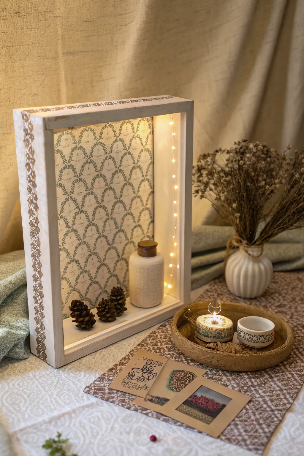 Use textured backgrounds to enhance the visual appeal of your box frames.