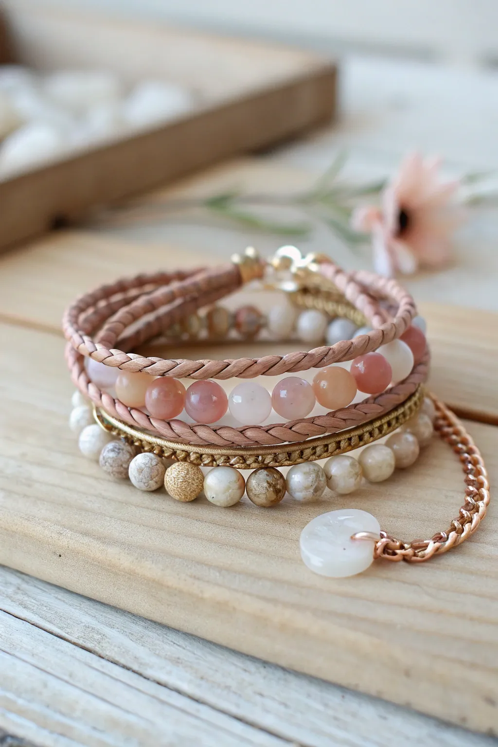 Discover the art of layering: Stackable bracelets that tell your story through color and texture.