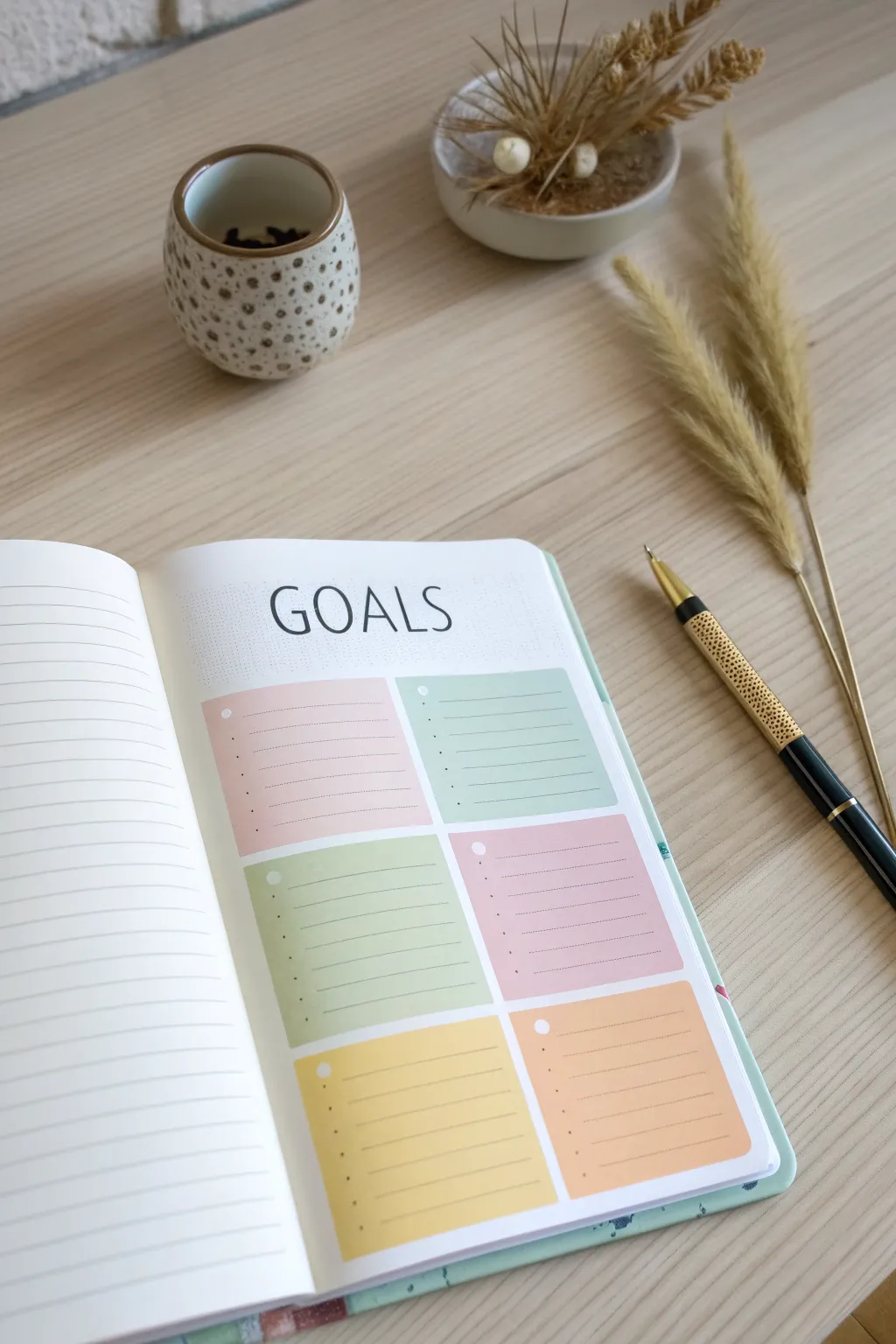Elevate your goal-setting with vibrant color-coding. A touch of color can transform your journal into a mood-lifting masterpiece.