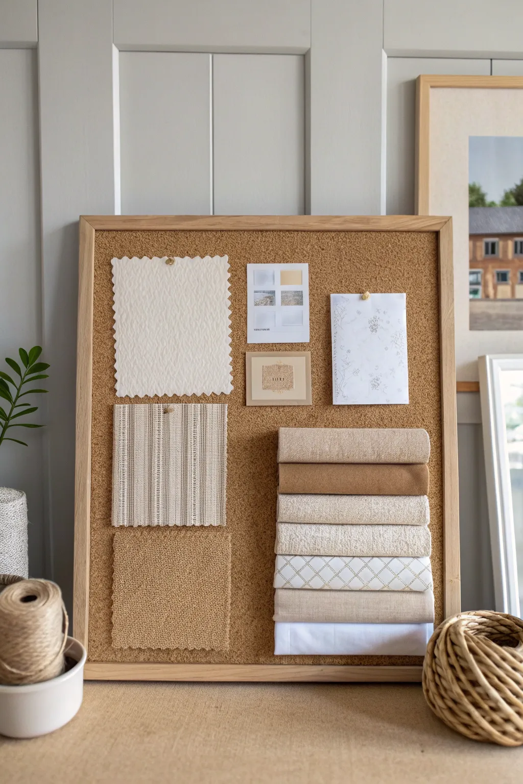 Elevate your space with a textured bulletin board—where Scandinavian simplicity meets Boho charm. 🌿✨